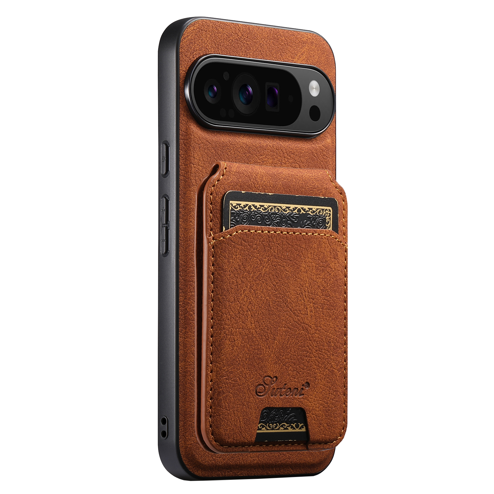 SUTENI H16 Wireless Charging Phone Case Magnet Card Holder Stand Faux Leather For Google Pixel 10ProXL 9 8A 7 6