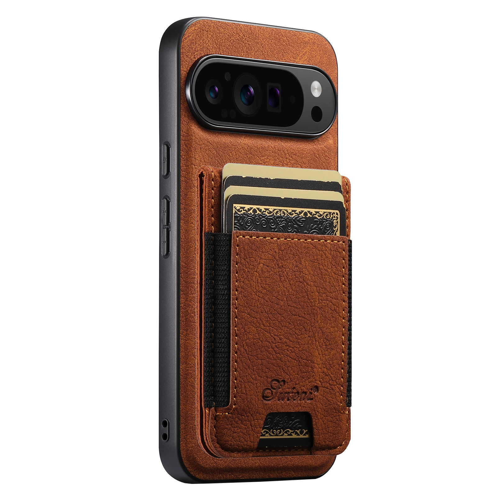 SUTENI H17LZ Magnet Wireless Charging Card Holder Stand Luxury Faux Leather Phone Case For Google Pixel 10ProXL 9 8A 7 6