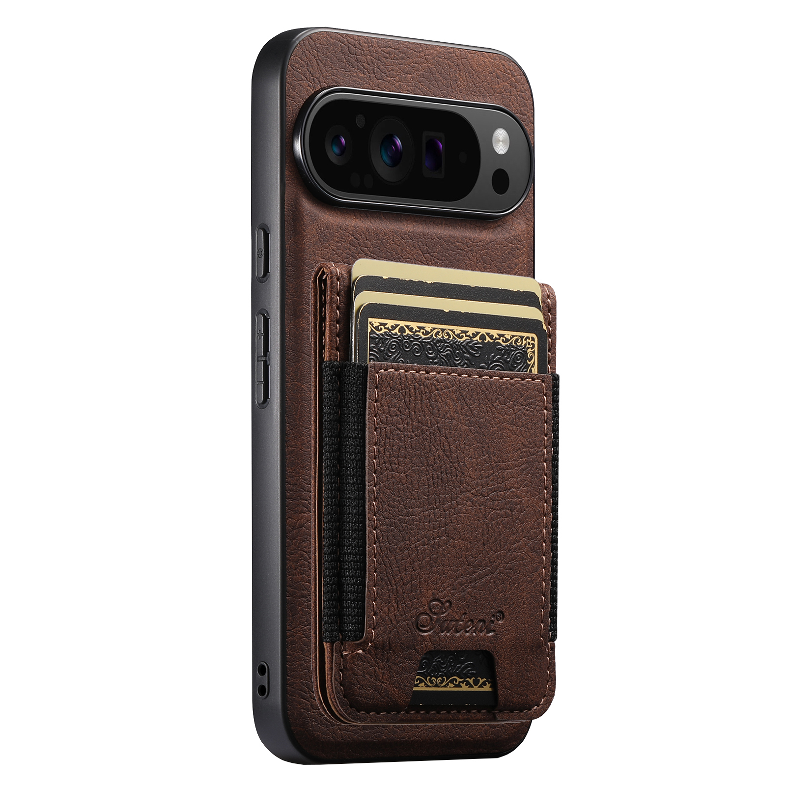 SUTENI H17LZ Magnet Wireless Charging Card Holder Stand Luxury Faux Leather Phone Case For Google Pixel 10ProXL 9 8A 7 6