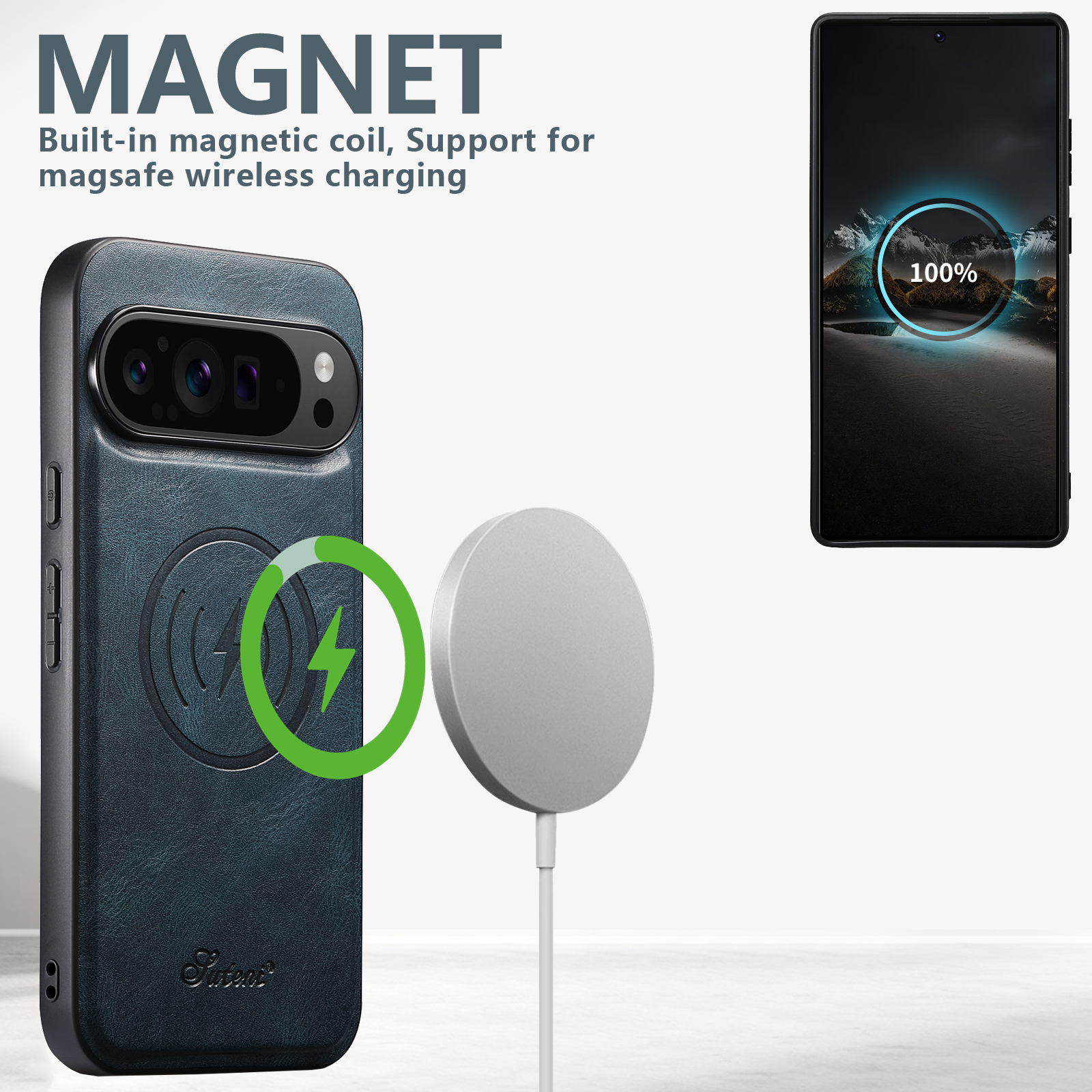 SUTENI H15DK Luxury Faux Leather Oil Wax Phone Case Magnet Wireless Charging For Google Pixel 10ProXL 9 8A 7 6