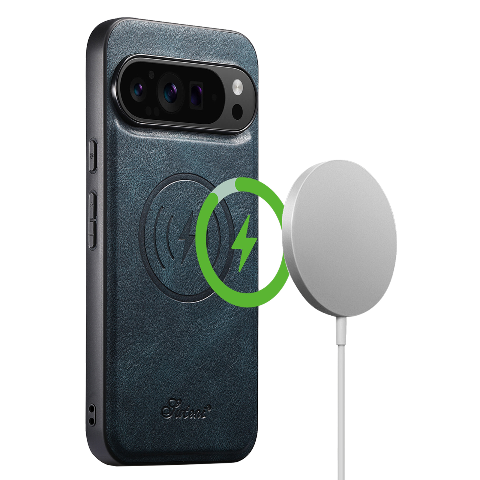 SUTENI H15DK Luxury Faux Leather Oil Wax Phone Case Magnet Wireless Charging For Google Pixel 10ProXL 9 8A 7 6