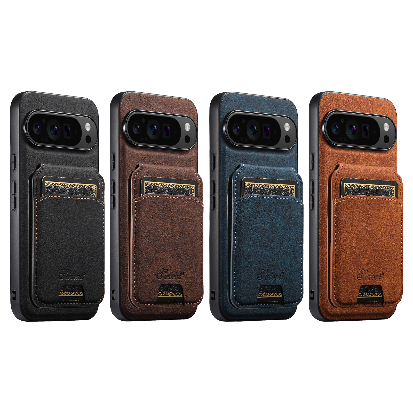 SUTENI H16 Wireless Charging Phone Case Magnet Card Holder Stand Faux Leather For Google Pixel 10ProXL 9 8A 7 6
