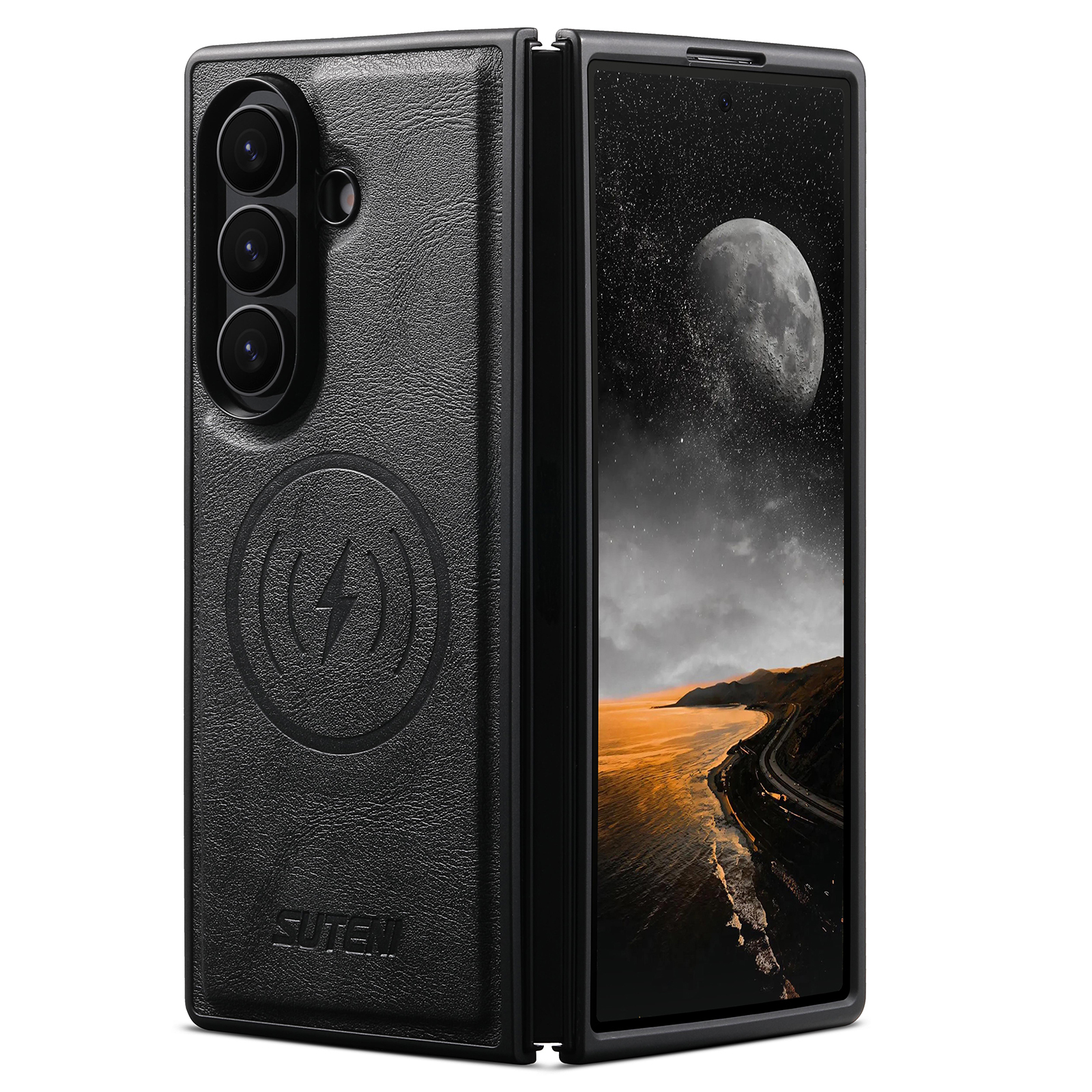 SUTENI G5 Frosted Feel Faux Leather Magnet Wireless Charging Phone Case For Samsung Galaxy Z Fold 7 6