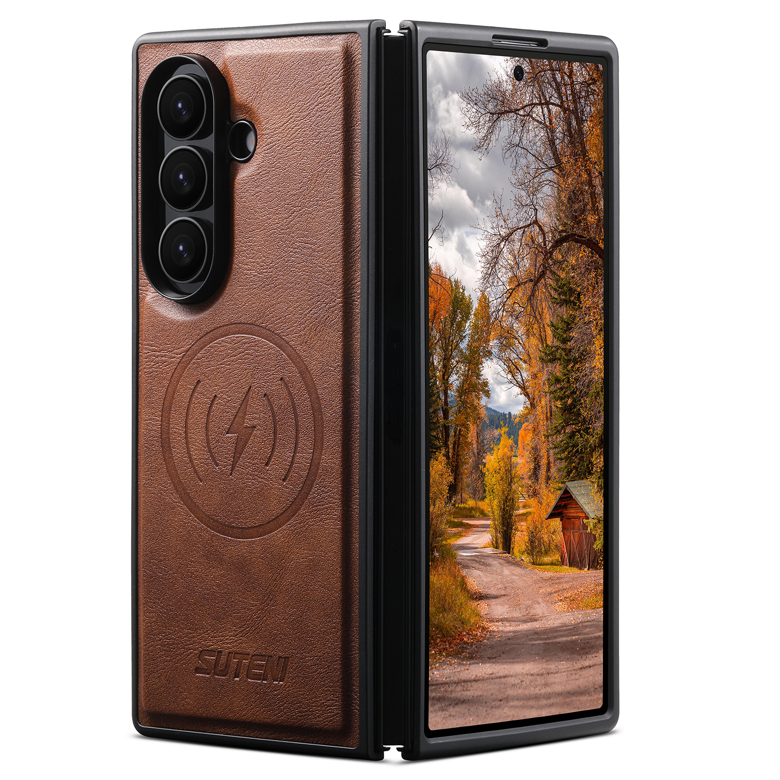 SUTENI G5 Frosted Feel Faux Leather Magnet Wireless Charging Phone Case For Samsung Galaxy Z Fold 7 6