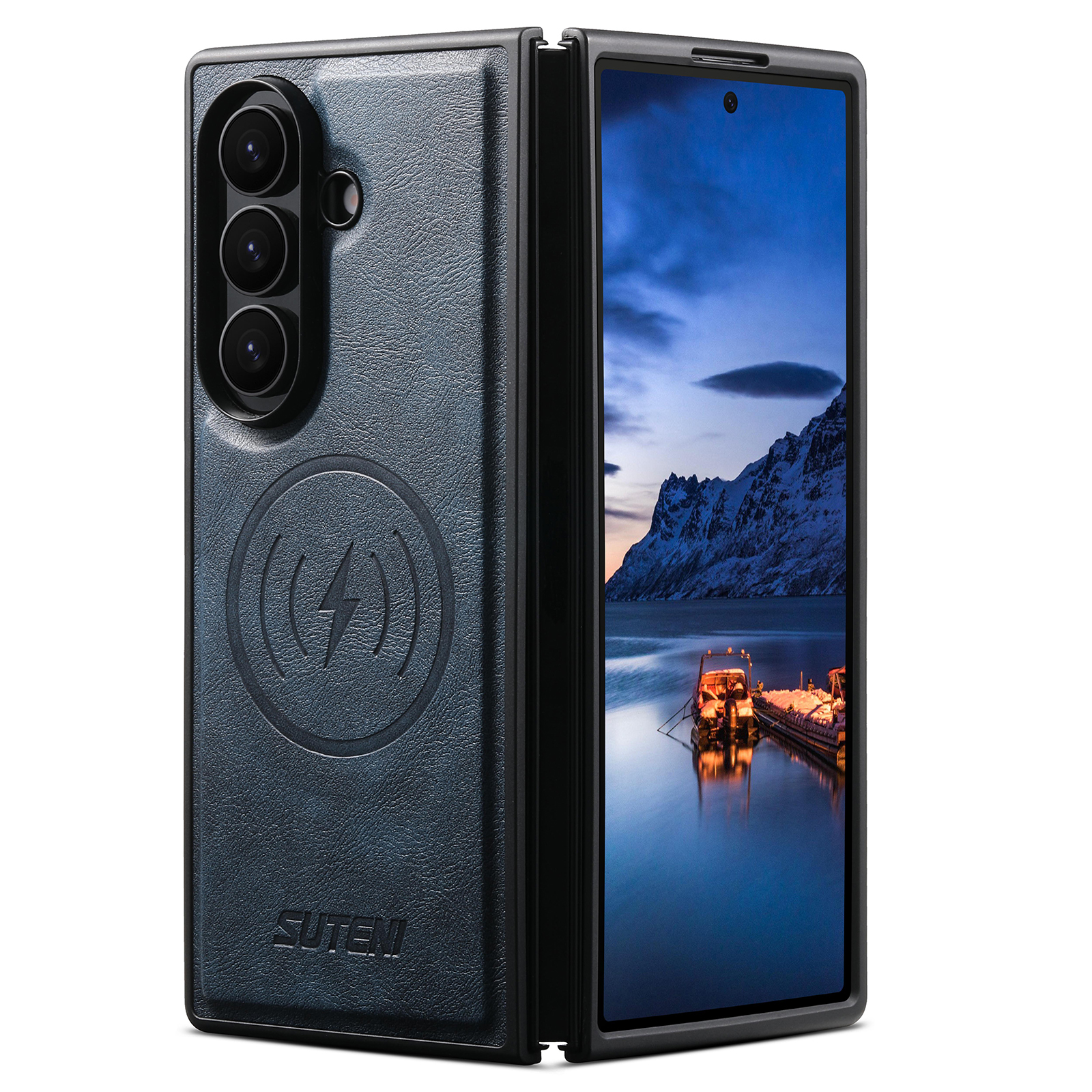 SUTENI G5 Frosted Feel Faux Leather Magnet Wireless Charging Phone Case For Samsung Galaxy Z Fold 8 Ultra 7 6