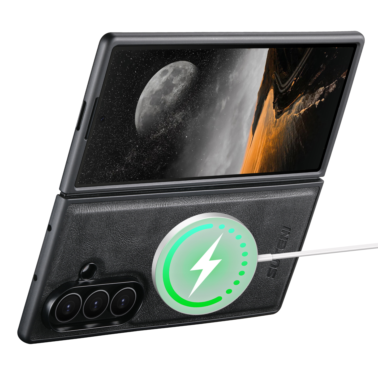SUTENI G5 Frosted Feel Faux Leather Magnet Wireless Charging Phone Case For Samsung Galaxy Z Fold 7 6