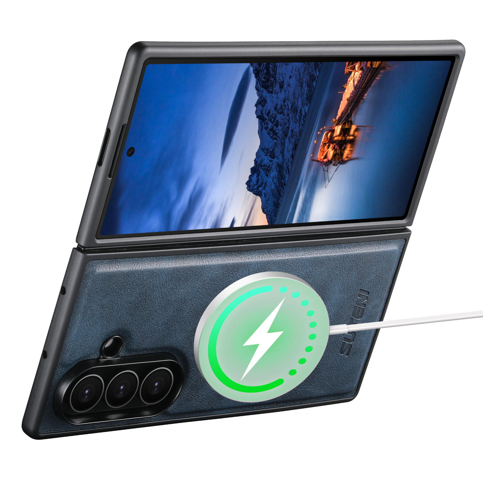 SUTENI G5 Frosted Feel Faux Leather Magnet Wireless Charging Phone Case For Samsung Galaxy Z Fold 8 Ultra 7 6