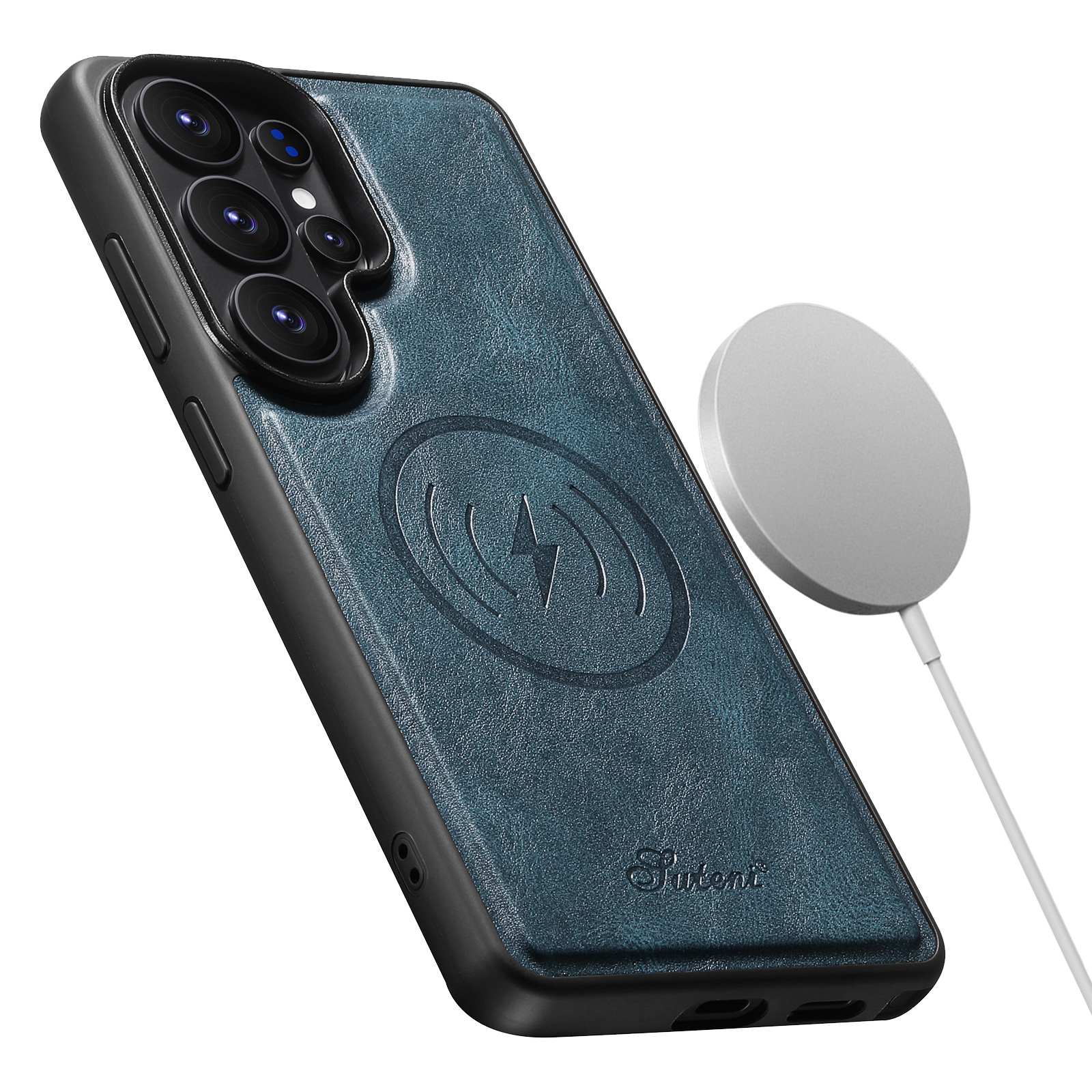 SUTENI H15DK Magnet Wireless Charging Faux Leather Card Holder Stand Picture frame Phone Case For Samsung Galaxy S26 Ultra S25 Plus S24 S23 S22 Note20