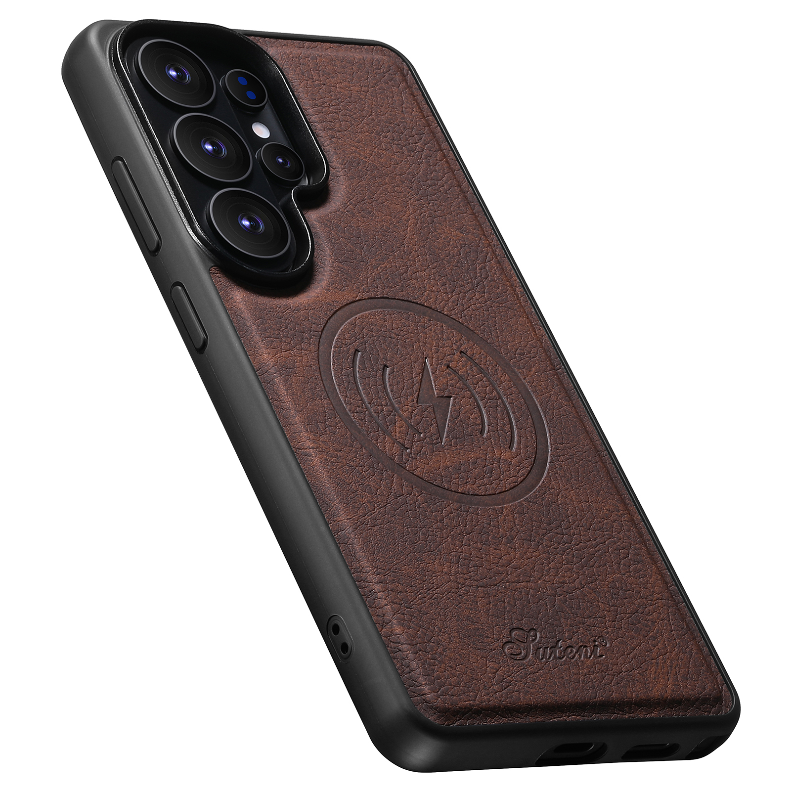 SUTENI H16DK Luxury Faux Leather Phone Case Magnet Wireless Charging Frosted Feel For Samsung Galaxy S26 Ultra S25 Plus S24 S23 S22 Note20