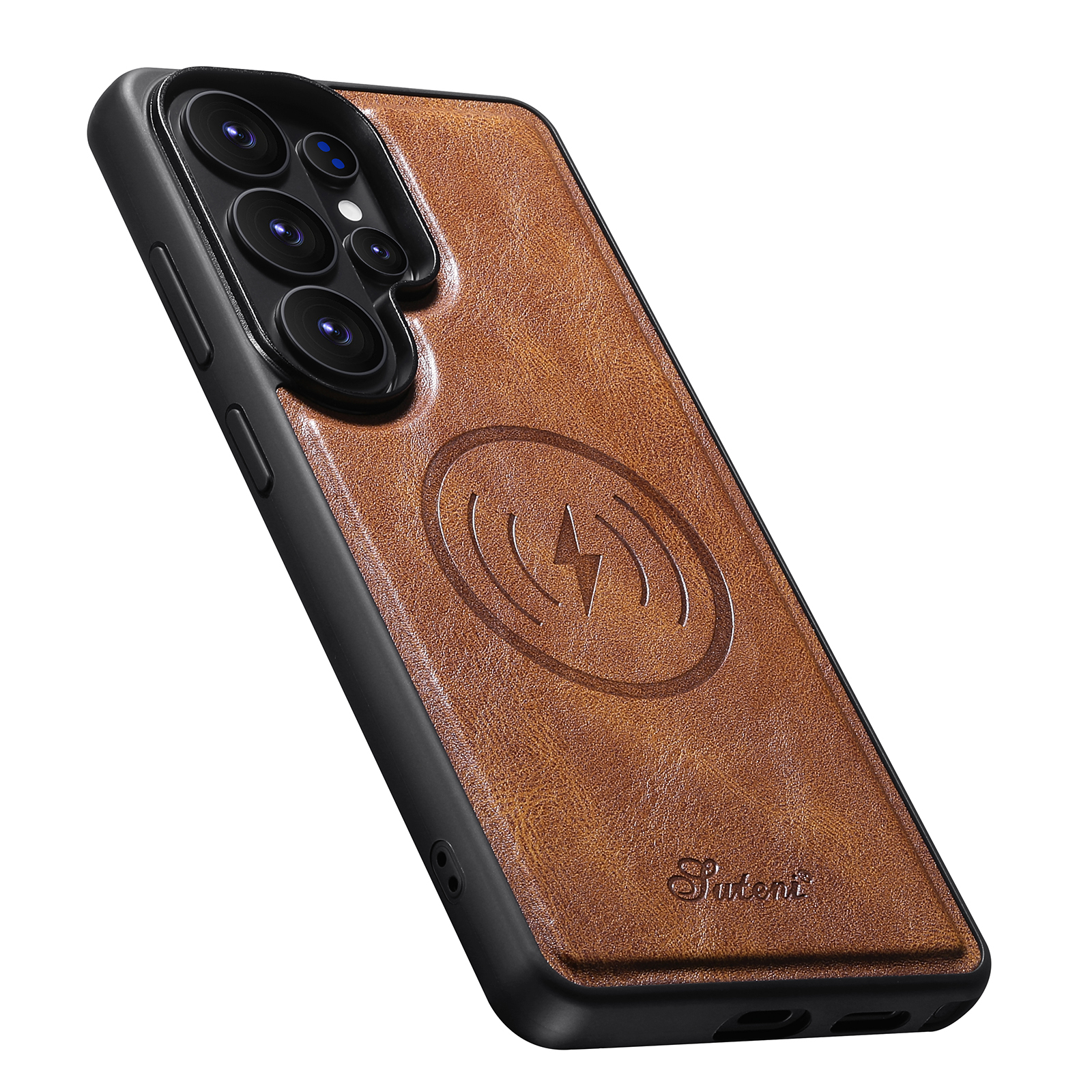 SUTENI H15DK Magnet Wireless Charging Faux Leather Card Holder Stand Picture frame Phone Case For Samsung Galaxy S26 Ultra S25 Plus S24 S23 S22 Note20