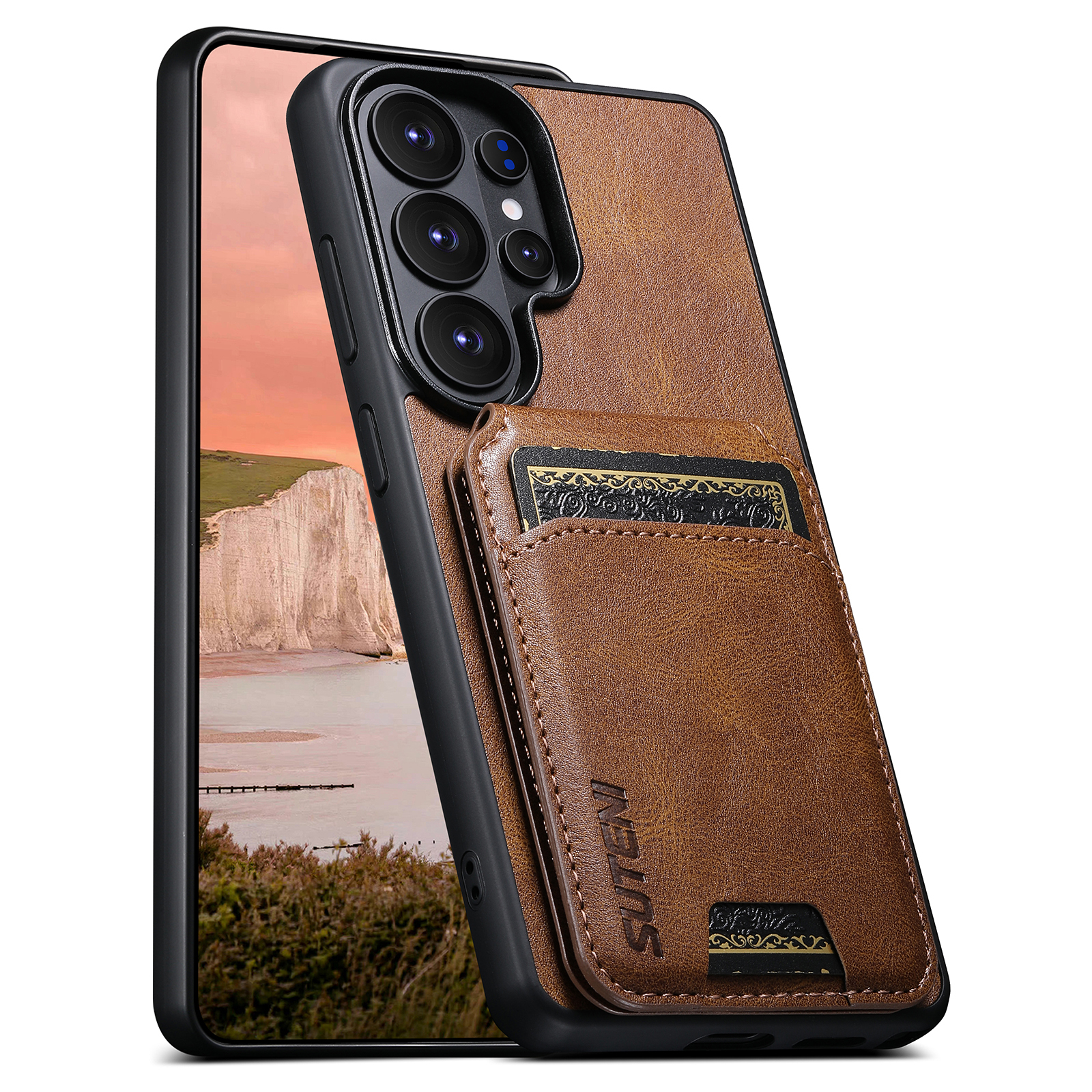 SUTENI H02YL Luxury Faux Leather Phone Case Card Holder Stand For Samsung Galaxy S26 Ultra S25 Plus S24 S23 S22 Note20