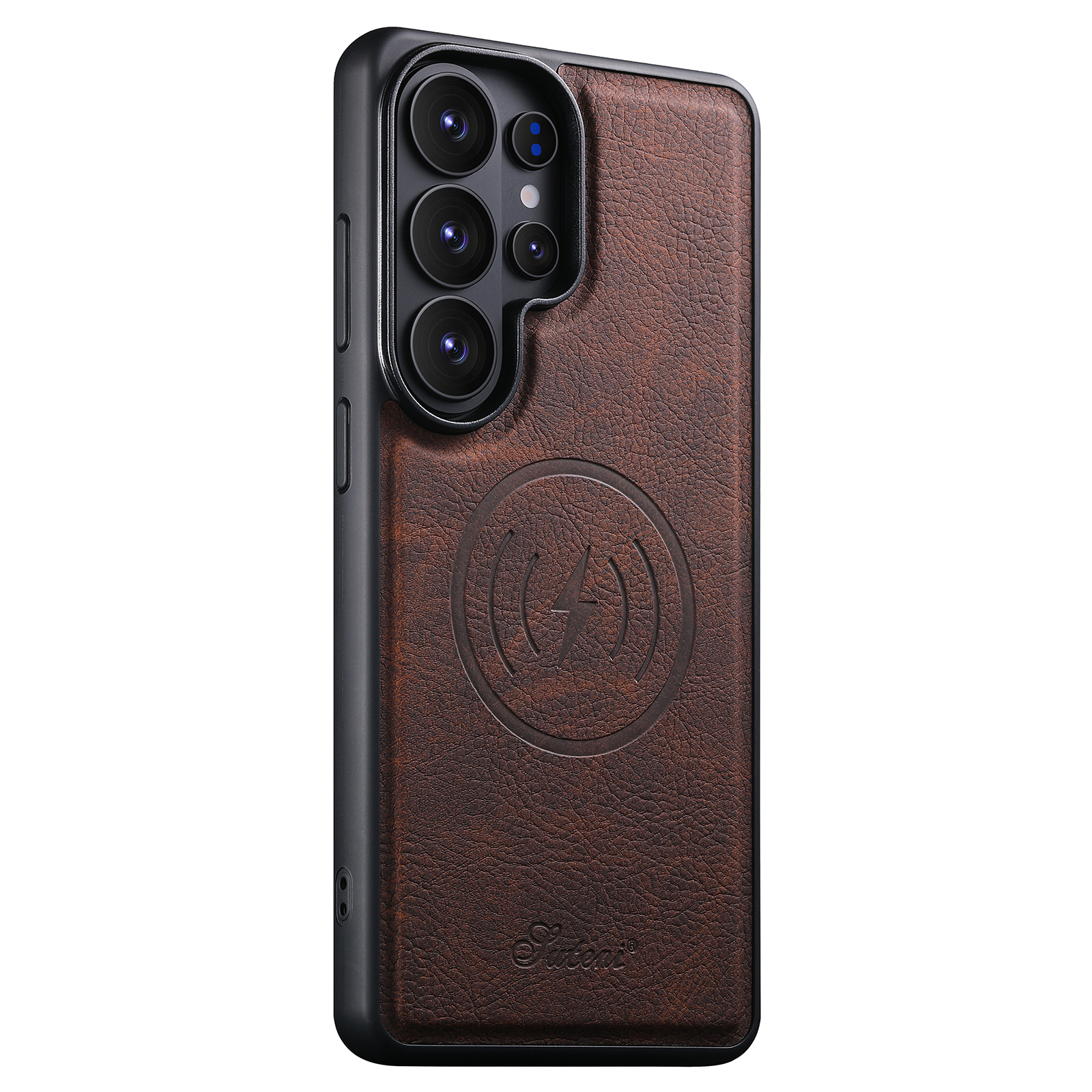 SUTENI H16DK Luxury Faux Leather Phone Case Magnet Wireless Charging Frosted Feel For Samsung Galaxy S26 Ultra S25 Plus S24 S23 S22 Note20