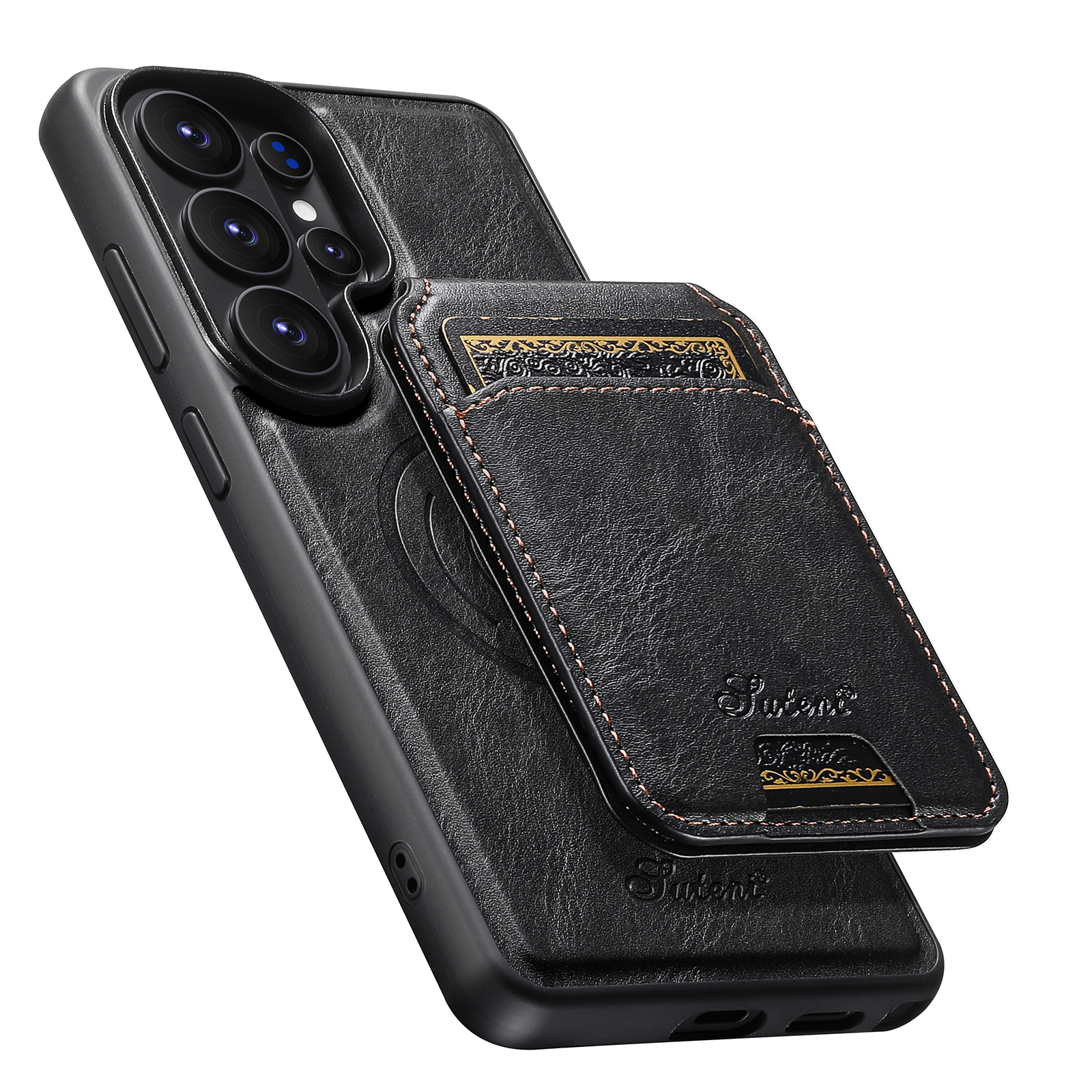 SUTENI H15 Magnet Wireless Charging Faux Leather Card Holder Stand Picture frame Phone Case For Samsung Galaxy S26 Ultra S25 Plus S24 S23 S22 Note20