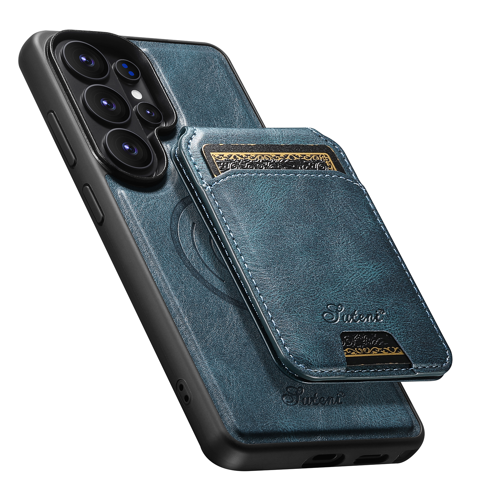 SUTENI H15 Magnet Wireless Charging Faux Leather Card Holder Stand Picture frame Phone Case For Samsung Galaxy S26 Ultra S25 Plus S24 S23 S22 Note20