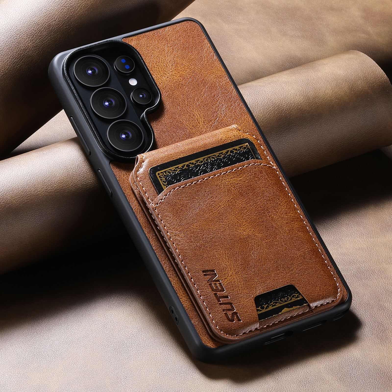SUTENI H02YL Luxury Faux Leather Phone Case Card Holder Stand For Samsung Galaxy S26 Ultra S25 Plus S24 S23 S22 Note20
