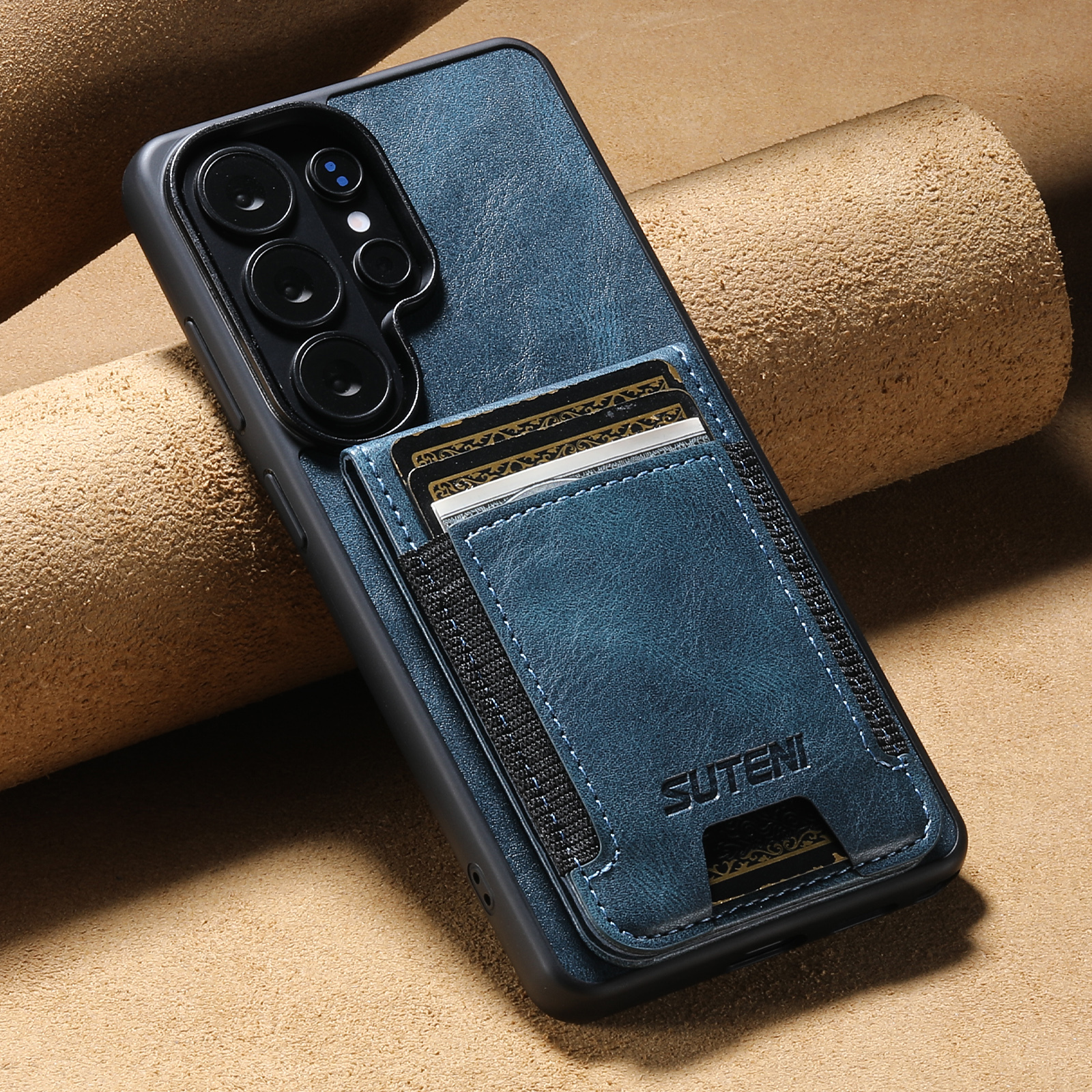 SUTENI H03YL Card Holder Phone Case Luxury Faux Leather Stand For Samsung Galaxy S26 Ultra S25 Plus S24 S23 S22 Note20