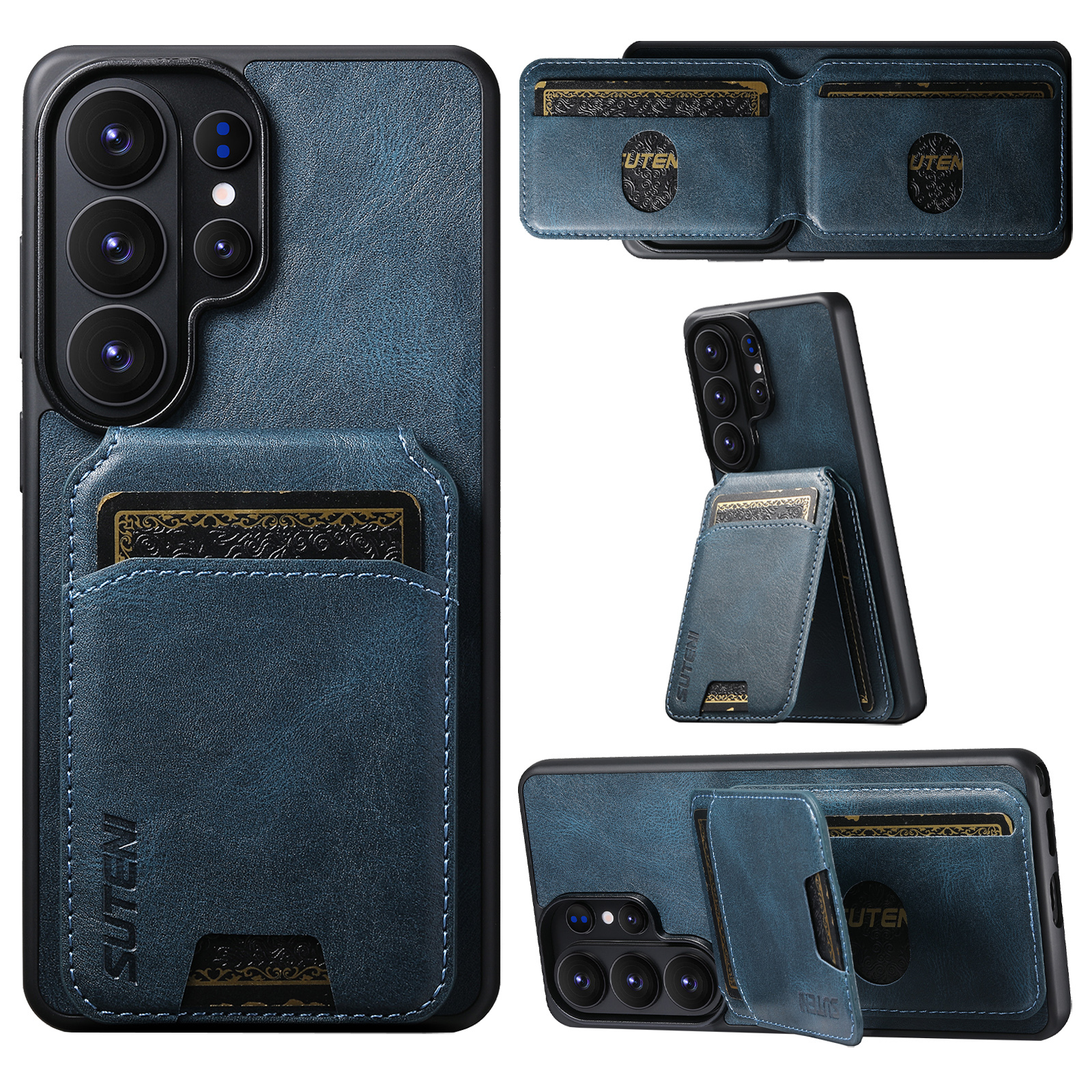 SUTENI H02YL Luxury Faux Leather Phone Case Card Holder Stand For Samsung Galaxy S26 Ultra S25 Plus S24 S23 S22 Note20