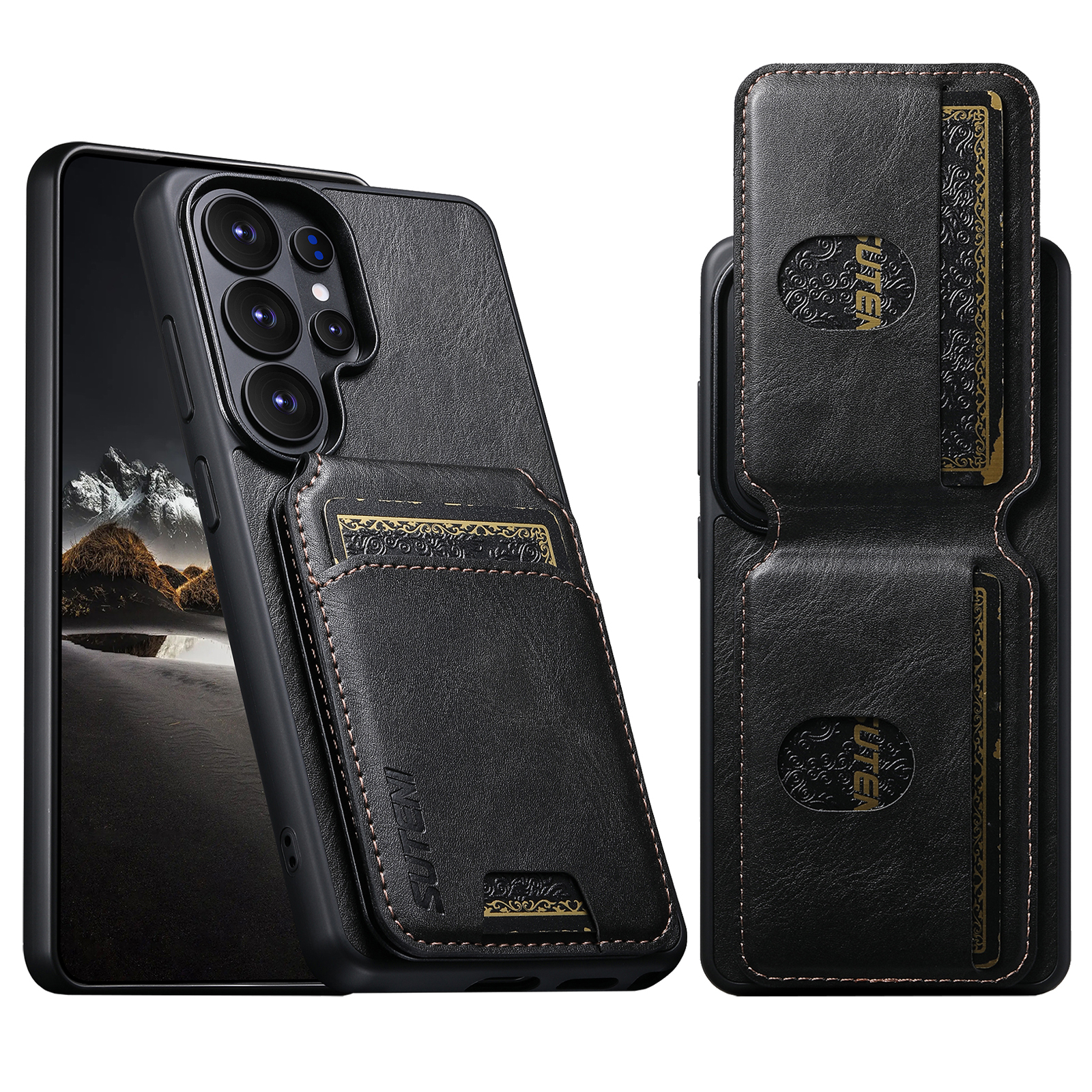 SUTENI H02YL Luxury Faux Leather Phone Case Card Holder Stand For Samsung Galaxy S26 Ultra S25 Plus S24 S23 S22 Note20