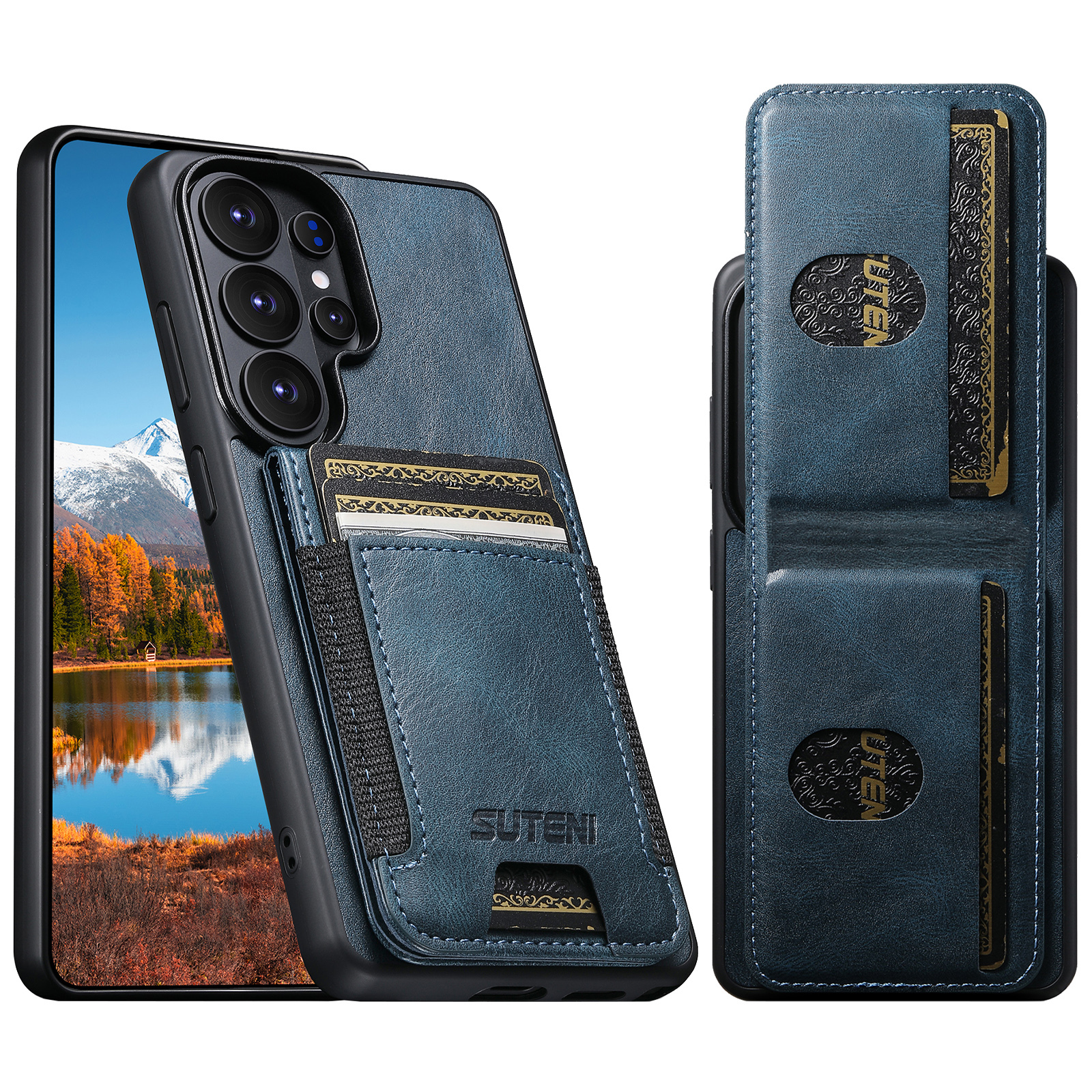 SUTENI H03YL Card Holder Phone Case Luxury Faux Leather Stand For Samsung Galaxy S26 Ultra S25 Plus S24 S23 S22 Note20