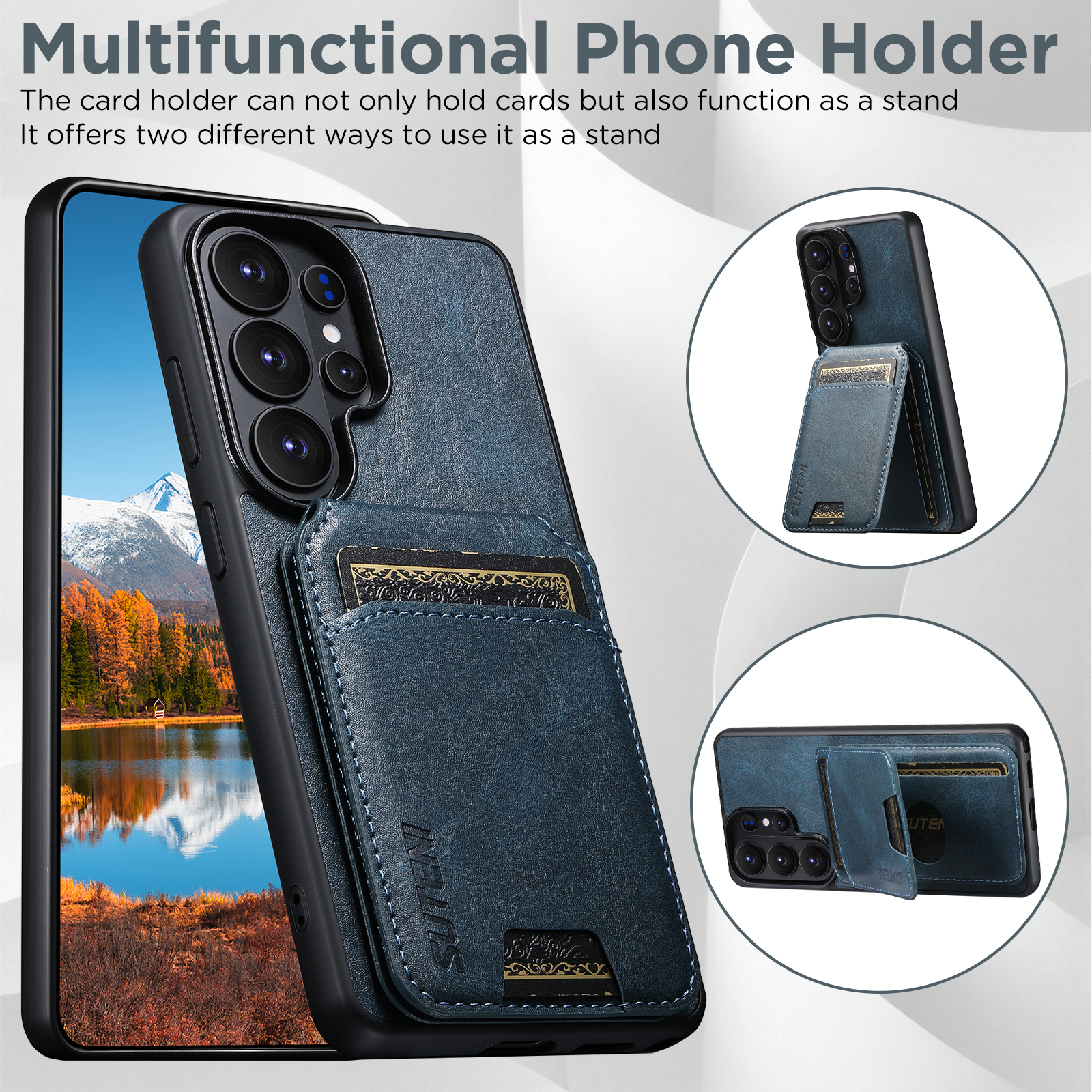 SUTENI H02YL Luxury Faux Leather Phone Case Card Holder Stand For Samsung Galaxy S26 Ultra S25 Plus S24 S23 S22 Note20