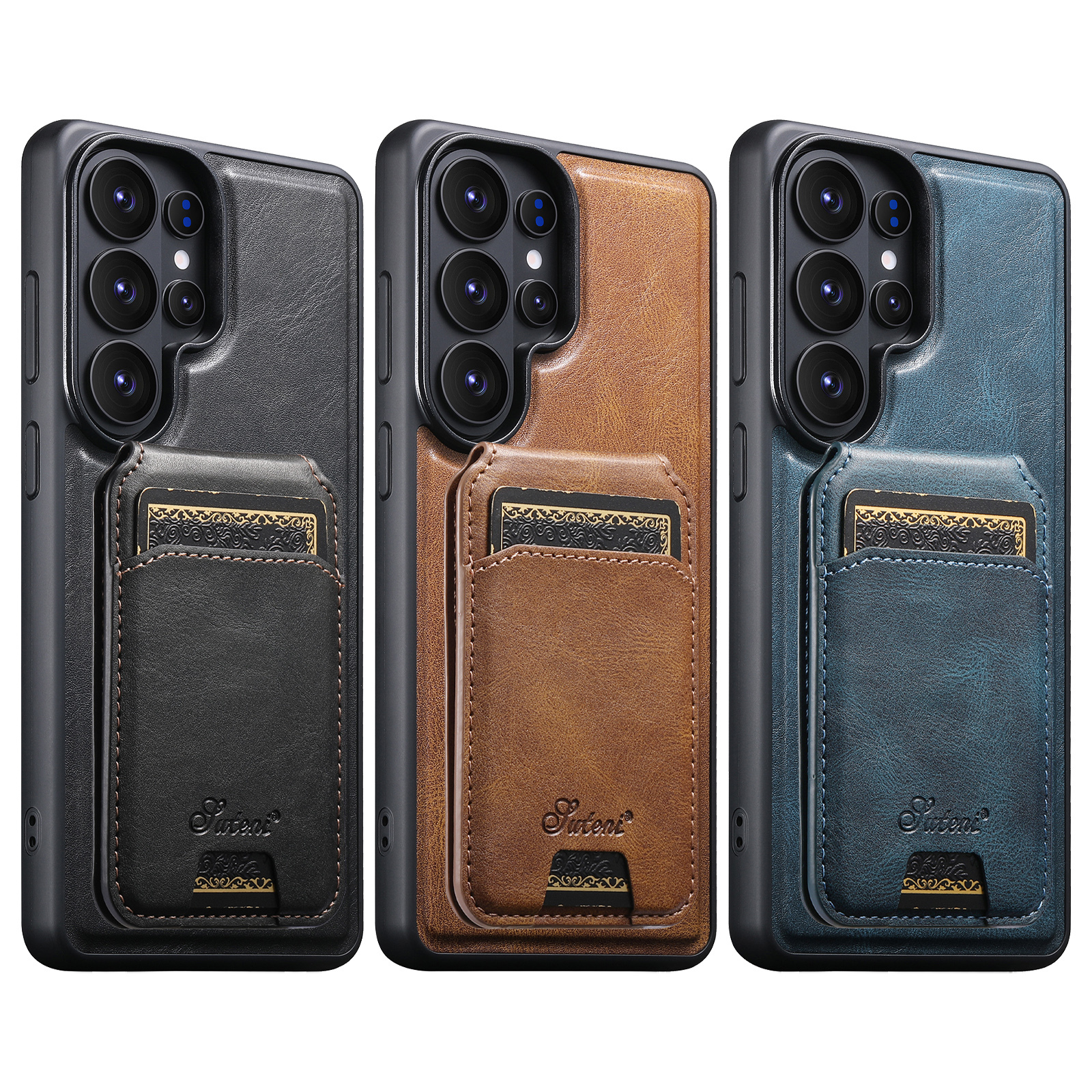 SUTENI H15 Magnet Wireless Charging PU Leather Card Holder Stand Picture frame Phone Case For Samsung S25Ultra S24Plus S23 S22 Note20