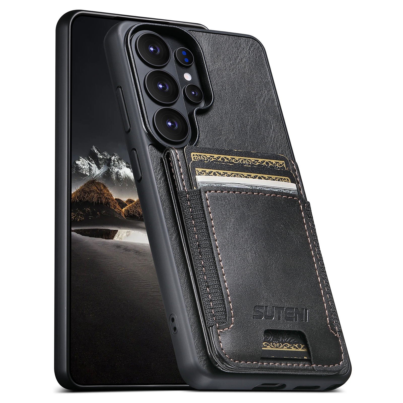 SUTENI H03YL Card Holder Phone Case Luxury Faux Leather Stand For Samsung Galaxy S26 Ultra S25 Plus S24 S23 S22 Note20