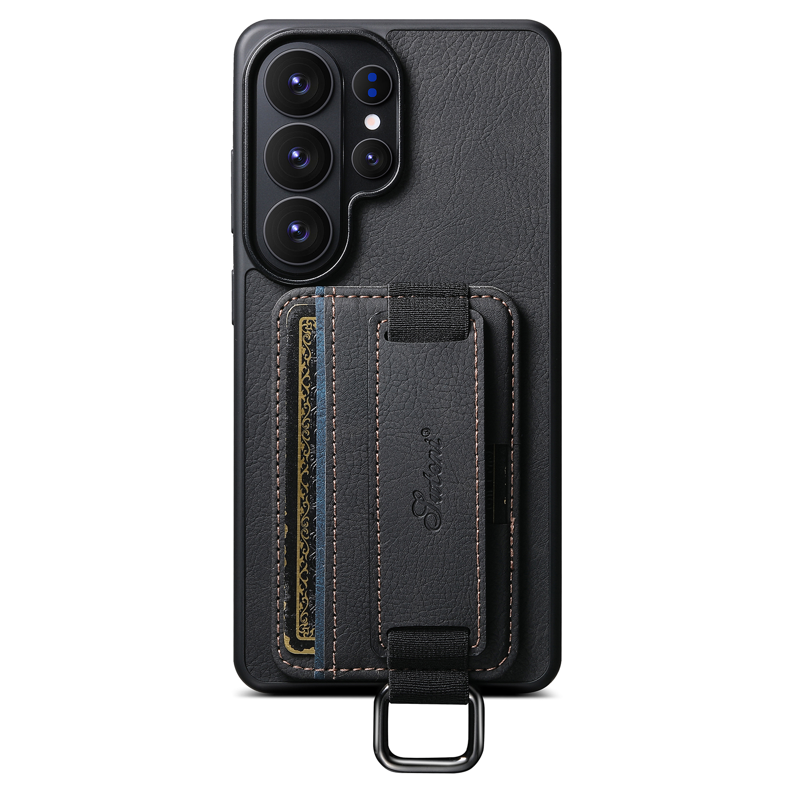 SUTENI H13LZ Faux Leather Phone Case Wrist Strap Ring Buckle Card Holder Stand For Samsung Galaxy S26 Ultra S25 Plus S24 S23 S22 Note20