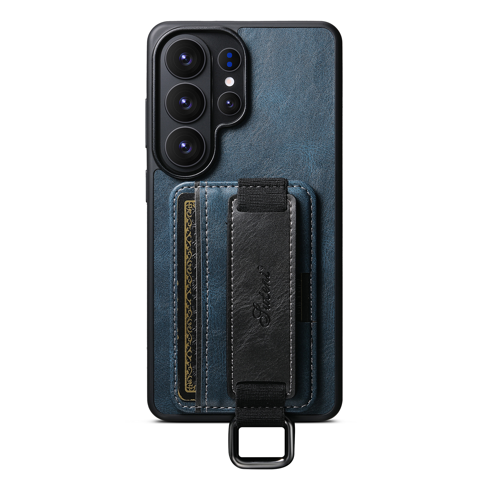 SUTENI H13YL Phone Case Wrist Strap Ring Buckle Faux Leather Card Holder Stand For Samsung Galaxy S26 Ultra S25 Plus S24 S23 S22 Note20