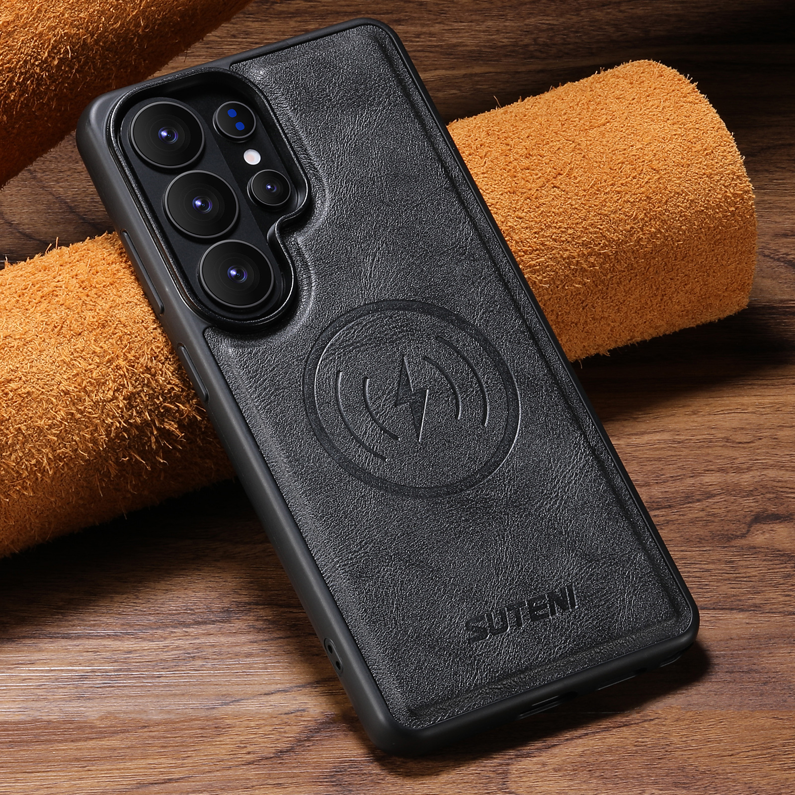 SUTENI G5 Frosted Feel Faux Leather Magnet Wireless Charging Phone Case  For Samsung Galaxy S26 Ultra S25 S24 S23 S22