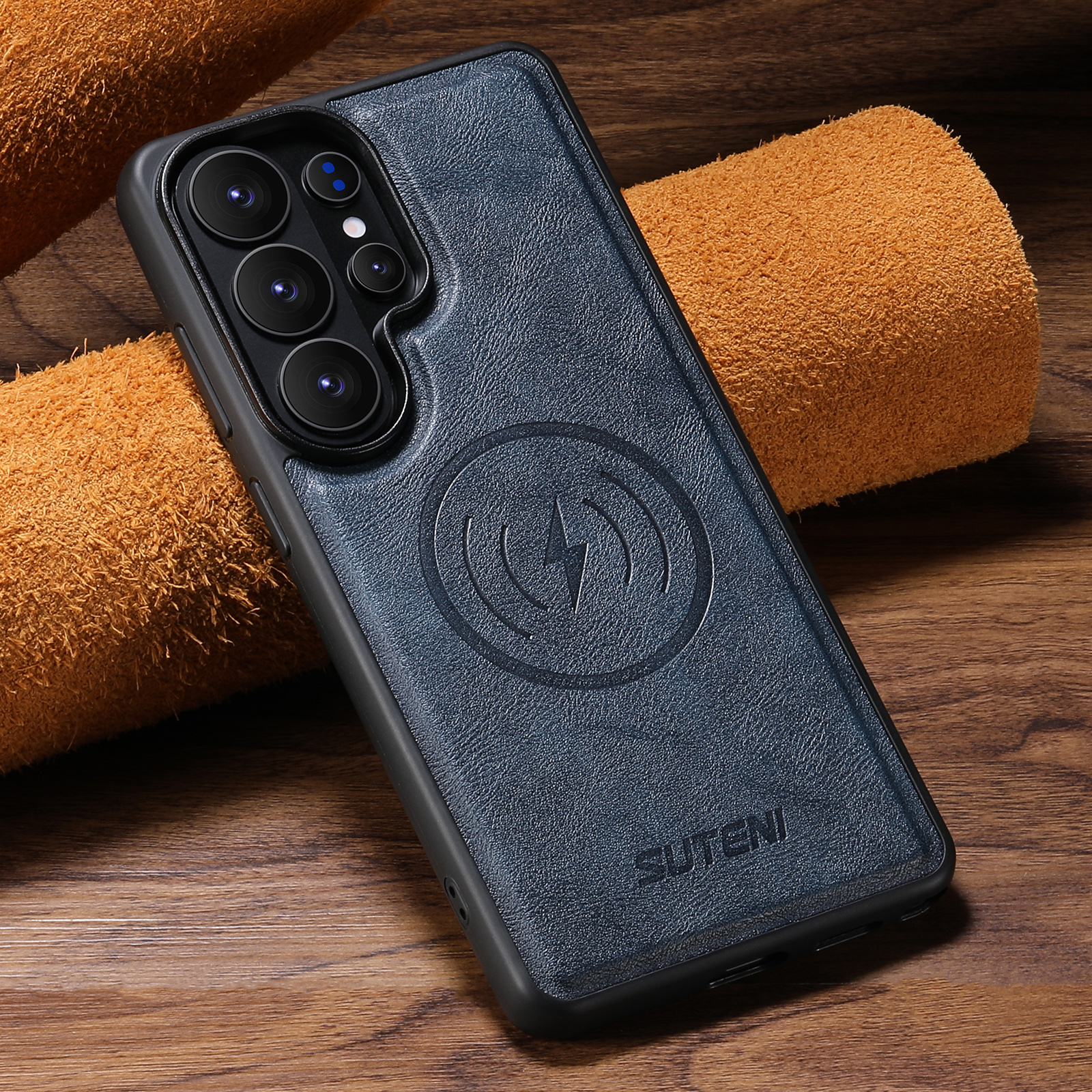 SUTENI G5 Frosted Feel Faux Leather Magnet Wireless Charging Phone Case  For Samsung Galaxy S26 Ultra S25 S24 S23 S22