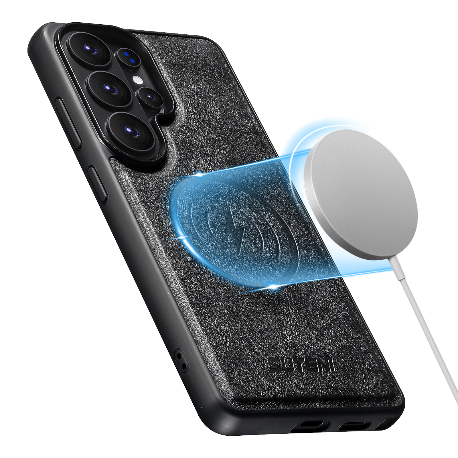 SUTENI G5 Frosted Feel Faux Leather Magnet Wireless Charging Phone Case  For Samsung Galaxy S26 Ultra S25 S24 S23 S22