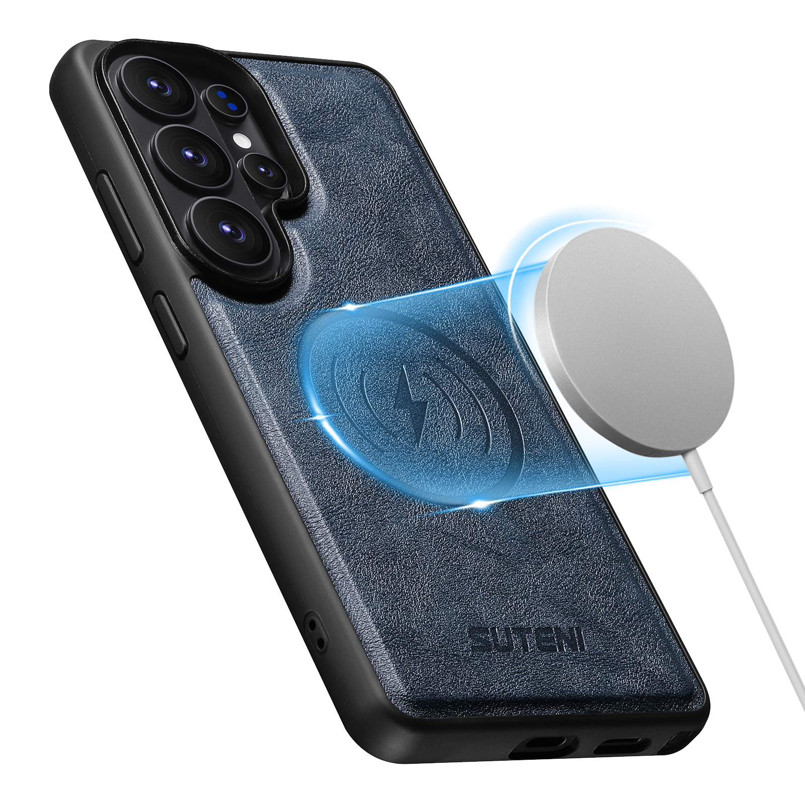 SUTENI G5 Frosted Feel Faux Leather Magnet Wireless Charging Phone Case  For Samsung Galaxy S26 Ultra S25 S24 S23 S22