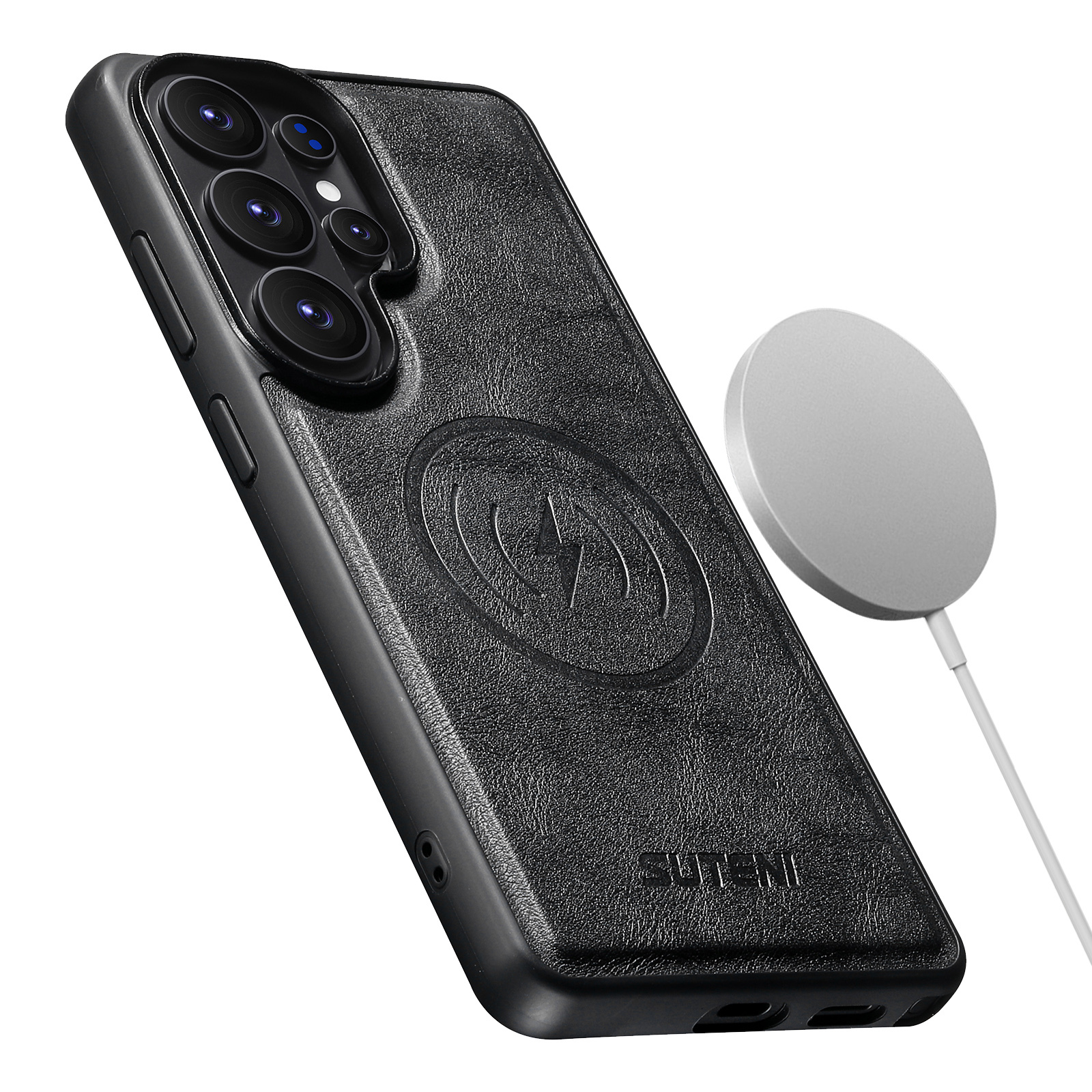 SUTENI G5 Frosted Feel Faux Leather Magnet Wireless Charging Phone Case  For Samsung Galaxy S26 Ultra S25 S24 S23 S22