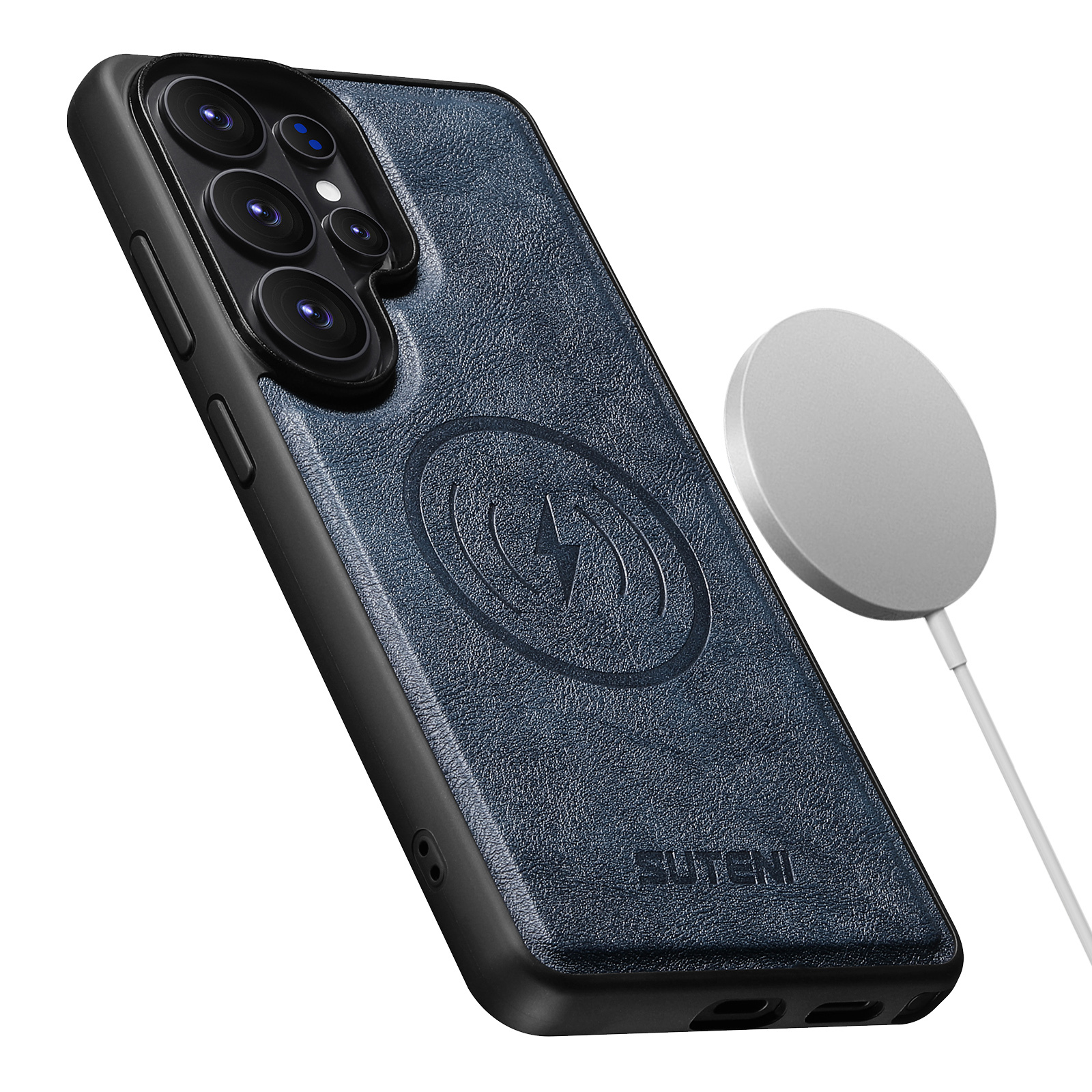SUTENI G5 Frosted Feel Faux Leather Magnet Wireless Charging Phone Case  For Samsung Galaxy S26 Ultra S25 S24 S23 S22