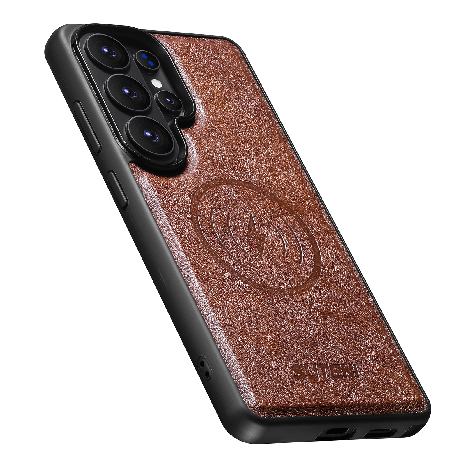 SUTENI G5 Frosted Feel Faux Leather Magnet Wireless Charging Phone Case  For Samsung Galaxy S26 Ultra S25 S24 S23 S22