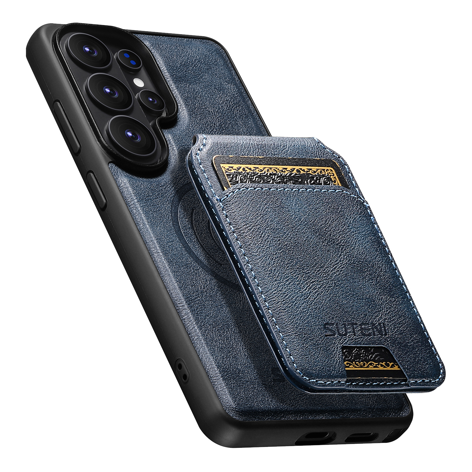 SUTENI M5 Magnet Wireless Charging Faux Leather Phone Case Card Holder Stand For Samsung Galaxy S26 Ultra S25 S24 S23 S22