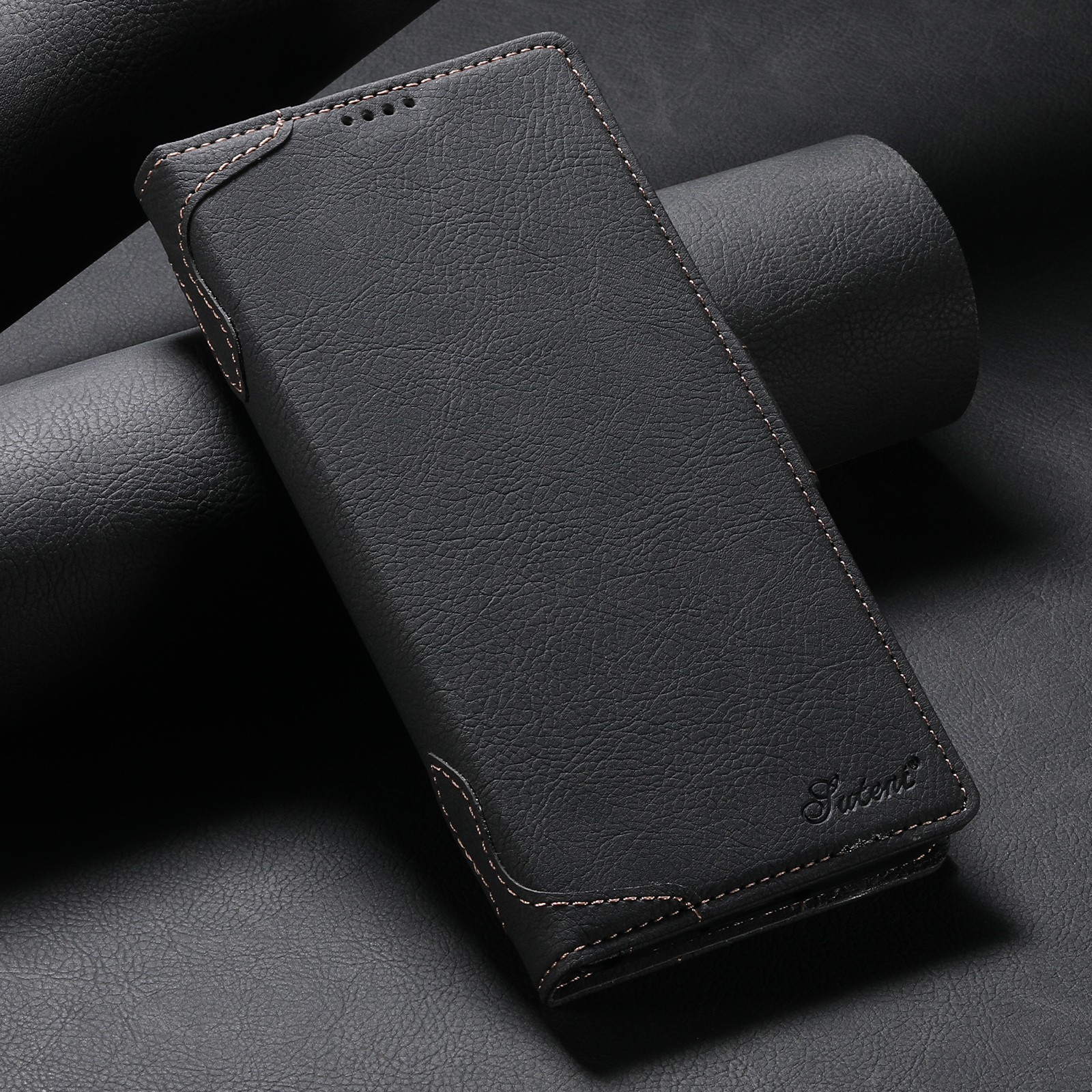 SUTENI J07 Wireless Charging Faux Leather Card Holder Stand Wallet Magnetic Button Flip Cover Phone Case For Samsung Galaxy S26 Ultra S25 S24 S23 S22