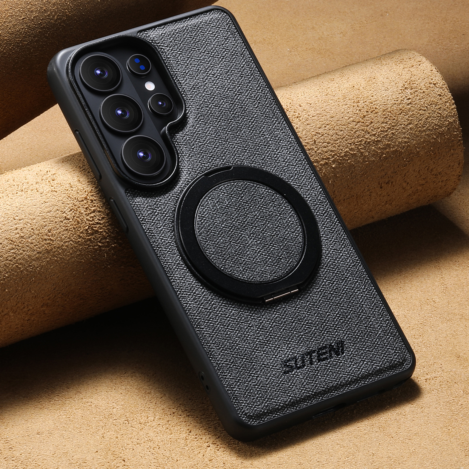 SUTENI G3NZ Magnet Wireless Charging Phone Case Faux Leather 360° Rotating Stand Ring Buckle Frosted Feel For Samsung Galaxy S26Ultra S25 S24 S23 S22