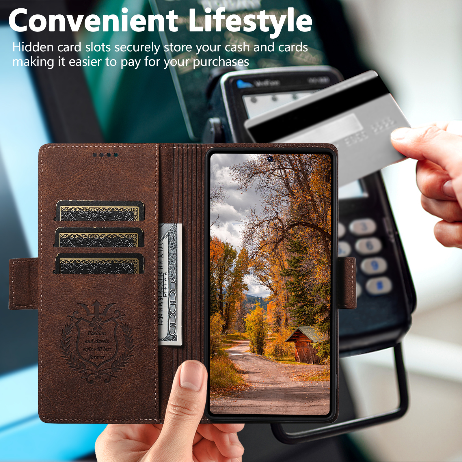 SUTENI J07 Wireless Charging Faux Leather Card Holder Stand Wallet Magnetic Button Flip Cover Phone Case For Samsung Galaxy S26 Ultra S25 S24 S23 S22