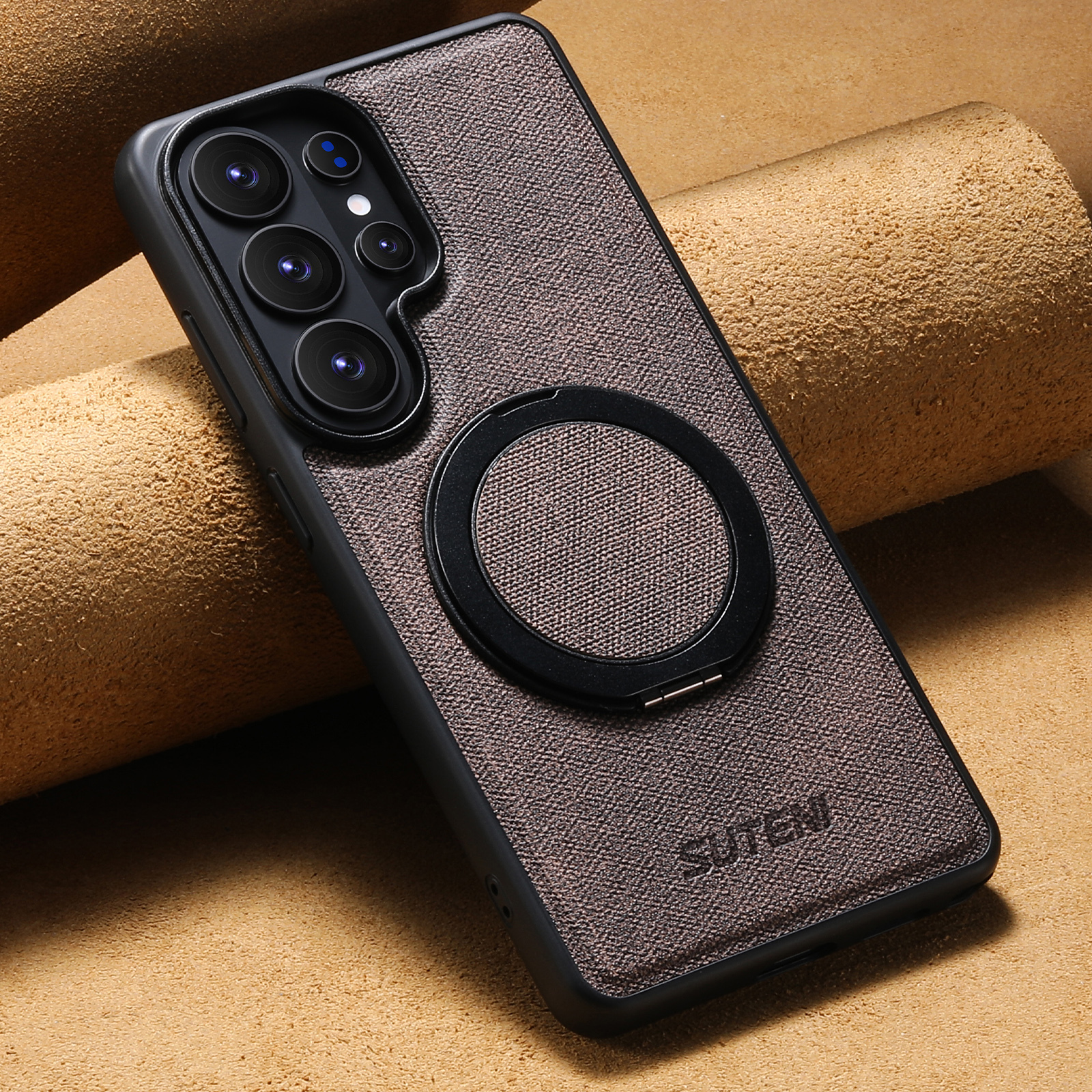 SUTENI G3NZ Magnet Wireless Charging Phone Case Faux Leather 360° Rotating Stand Ring Buckle Frosted Feel For Samsung Galaxy S26Ultra S25 S24 S23 S22