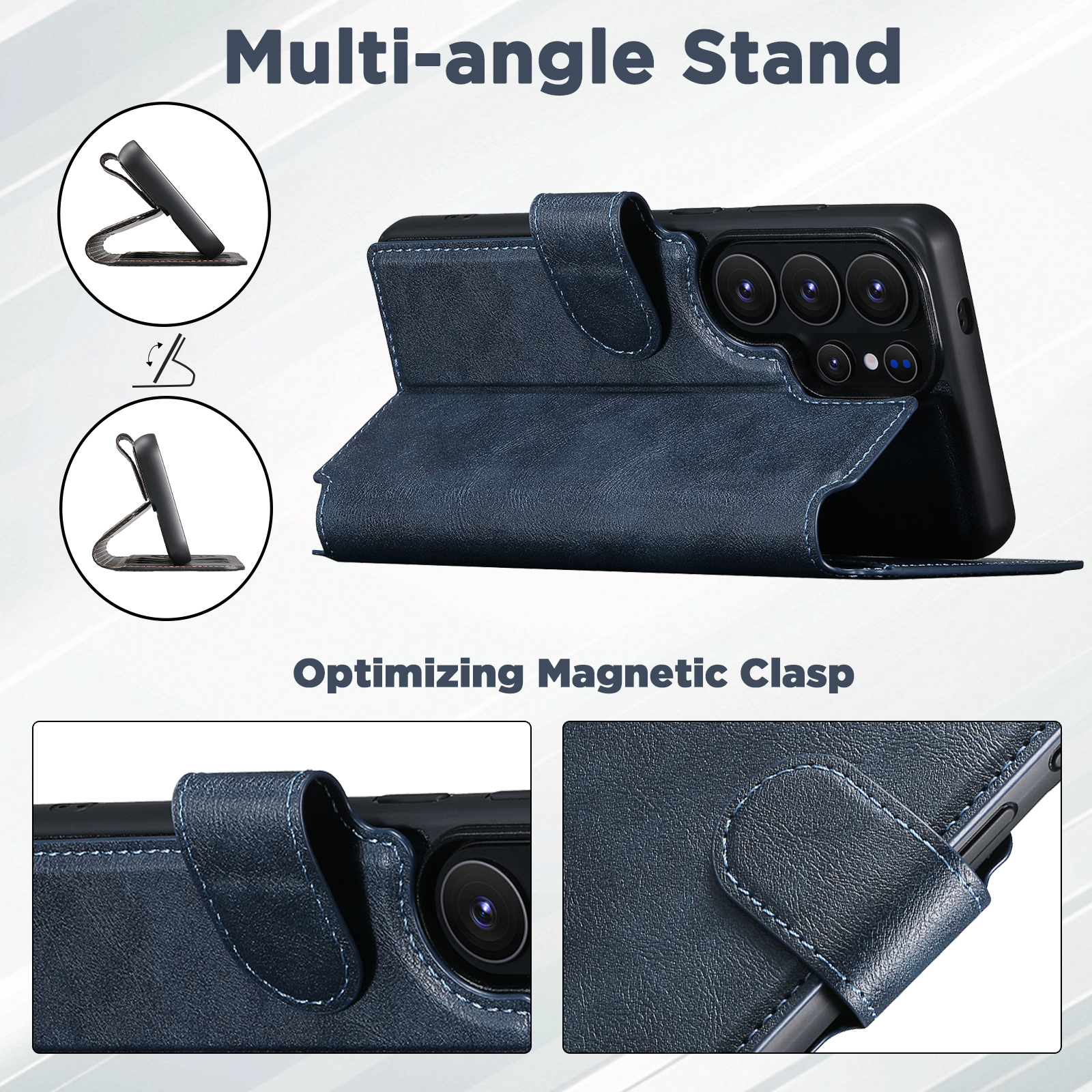 SUTENI Q05 Faux Leather Wireless Charging Card Holder Stand Wallet Magnetic Flip Cover Phone Case For Samsung Galaxy S26 Ultra S25 S24 S23 S22