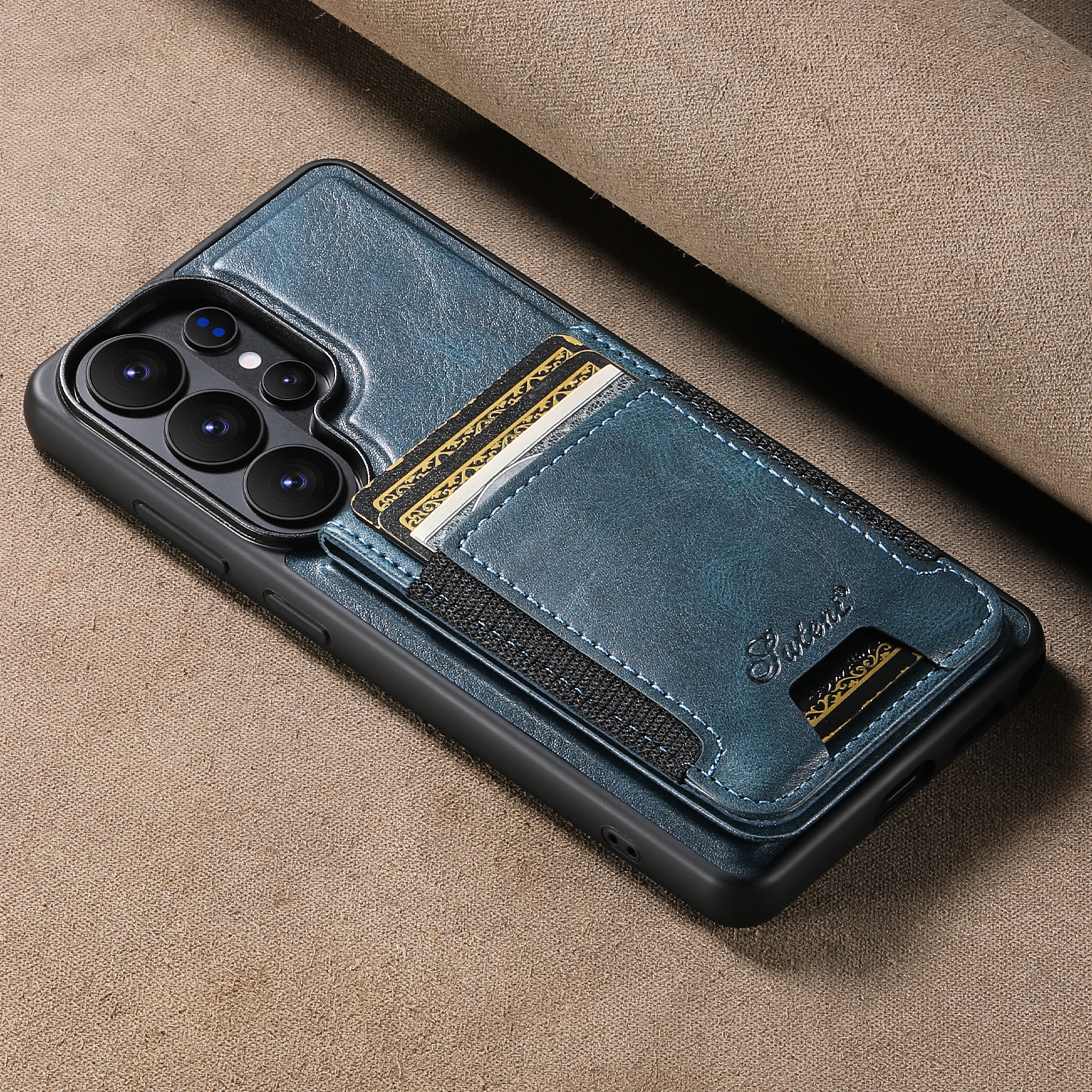 SUTENI H17YL Faux Leather Phone Case Magnet Wireless Charging Card Holder Stand For Samsung Galaxy S26 Ultra S25 Plus S24 S23 S22 Note20