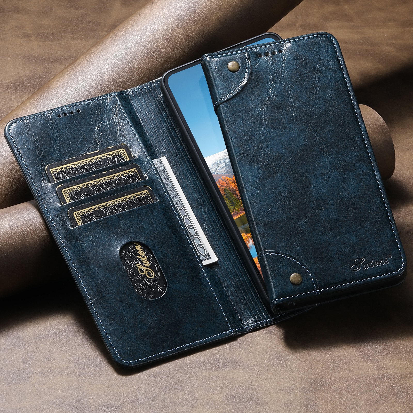 SUTENI BLK Phone Case Faux Leather Card Holder Stand Wallet Magnet Flip Cover For Samsung Galaxy S26 Ultra S25 Plus S24 S23 S22 Note20