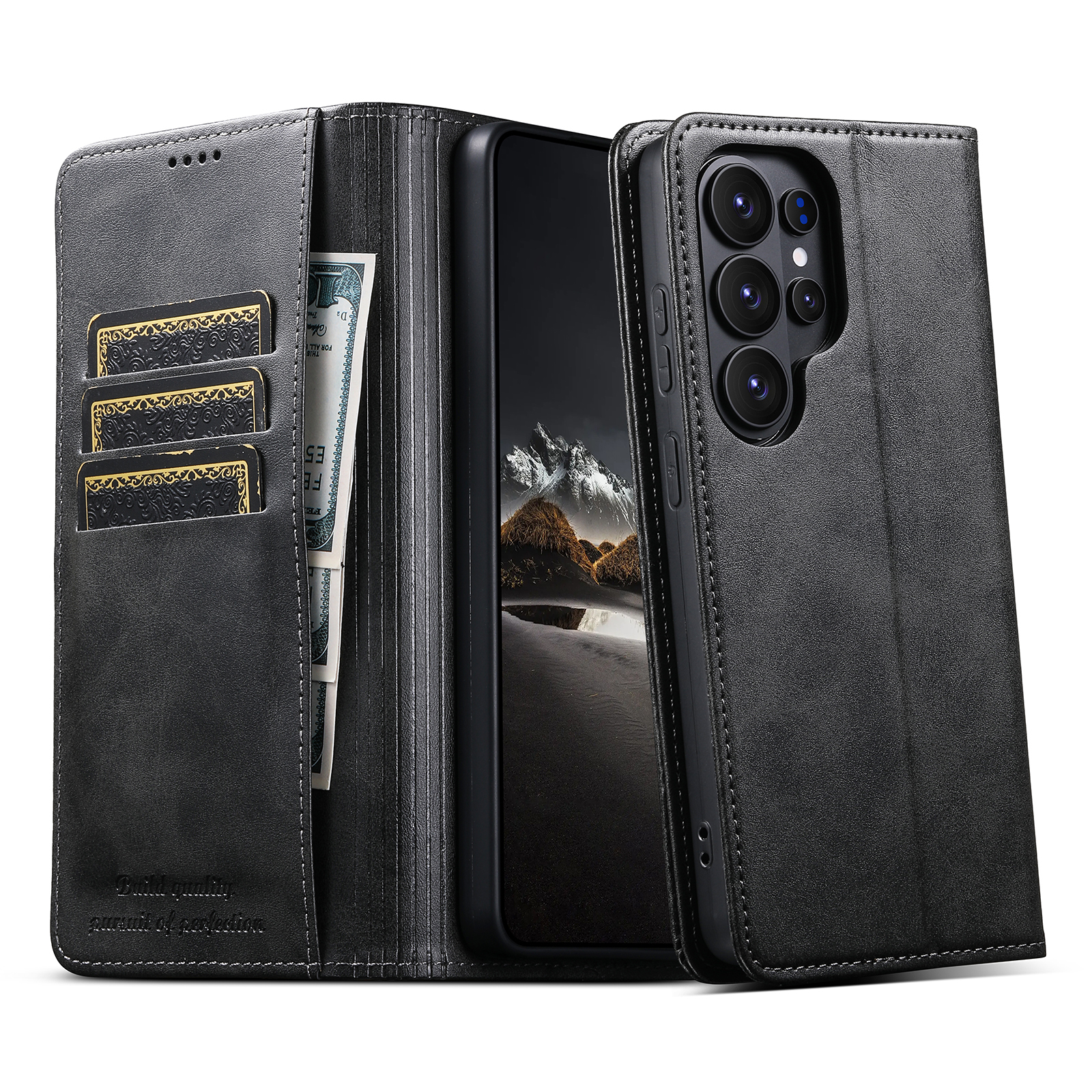 SUTENI J01 Faux Leather Card Holder Stand Wallet Magnet Flip Cover Phone Case For Samsung Galaxy S26 Ultra S25 Plus S24 S23 S22 Note20