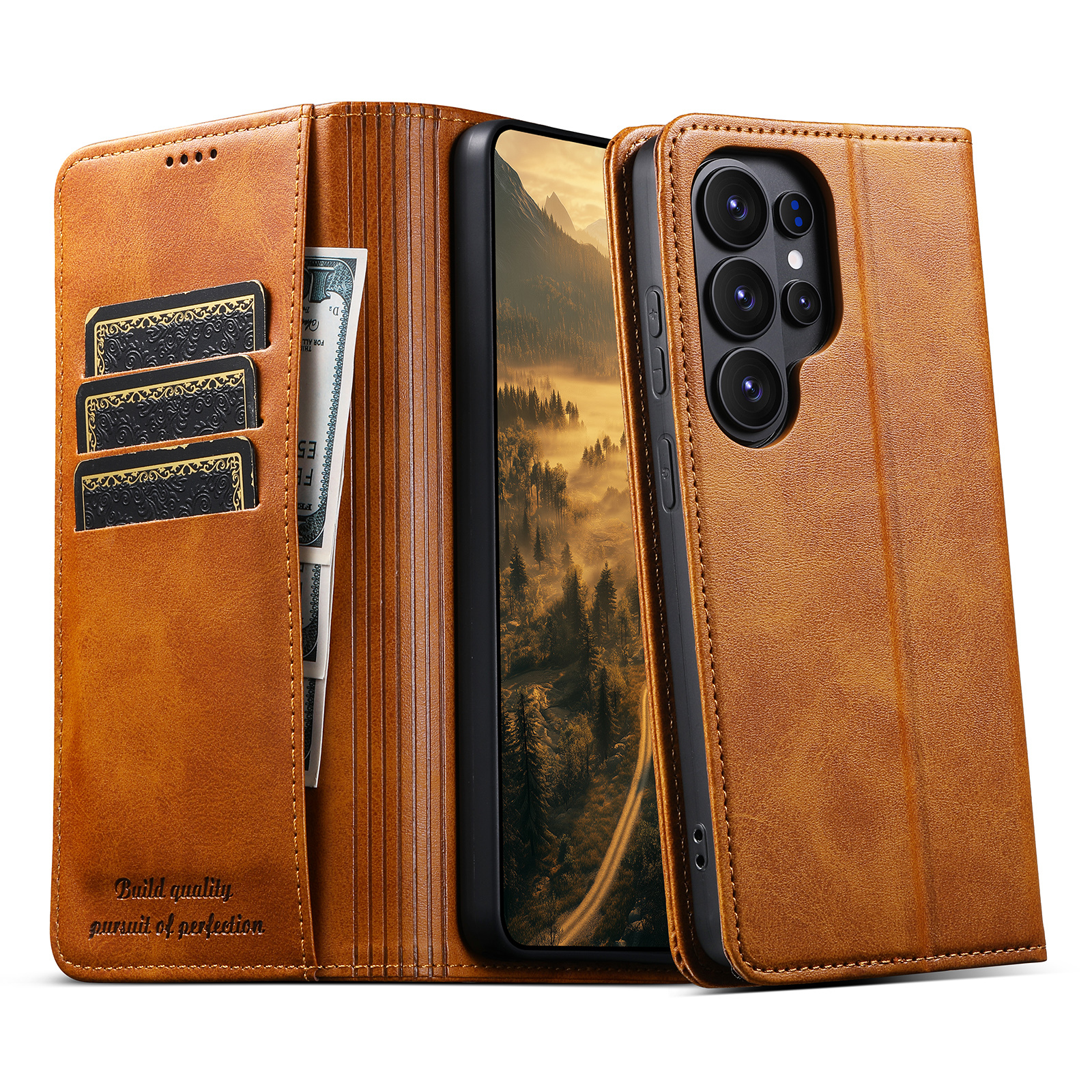 SUTENI J01 Faux Leather Card Holder Stand Wallet Magnet Flip Cover Phone Case For Samsung Galaxy S26 Ultra S25 Plus S24 S23 S22 Note20