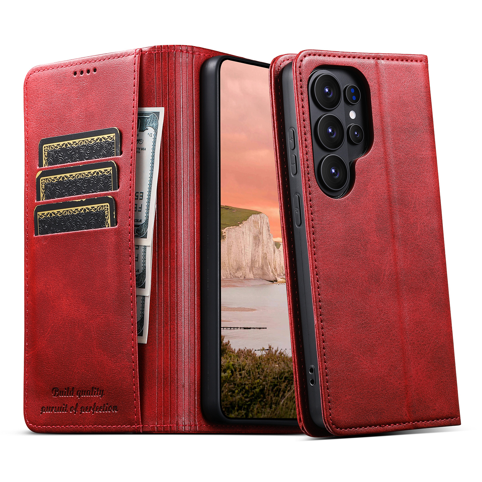 SUTENI J01 Faux Leather Card Holder Stand Wallet Magnet Flip Cover Phone Case For Samsung Galaxy S26 Ultra S25 Plus S24 S23 S22 Note20