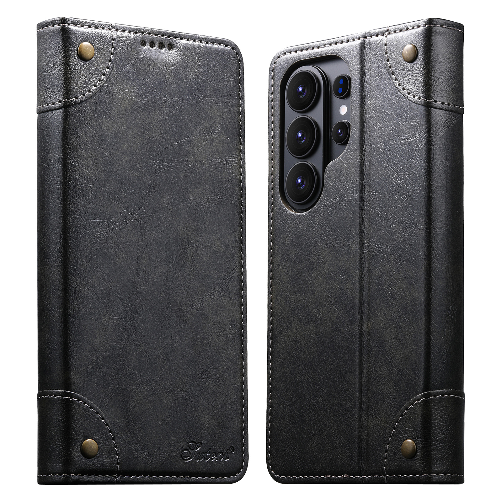 SUTENI BLK Phone Case Faux Leather Card Holder Stand Wallet Magnet Flip Cover For Samsung Galaxy S26 Ultra S25 Plus S24 S23 S22 Note20