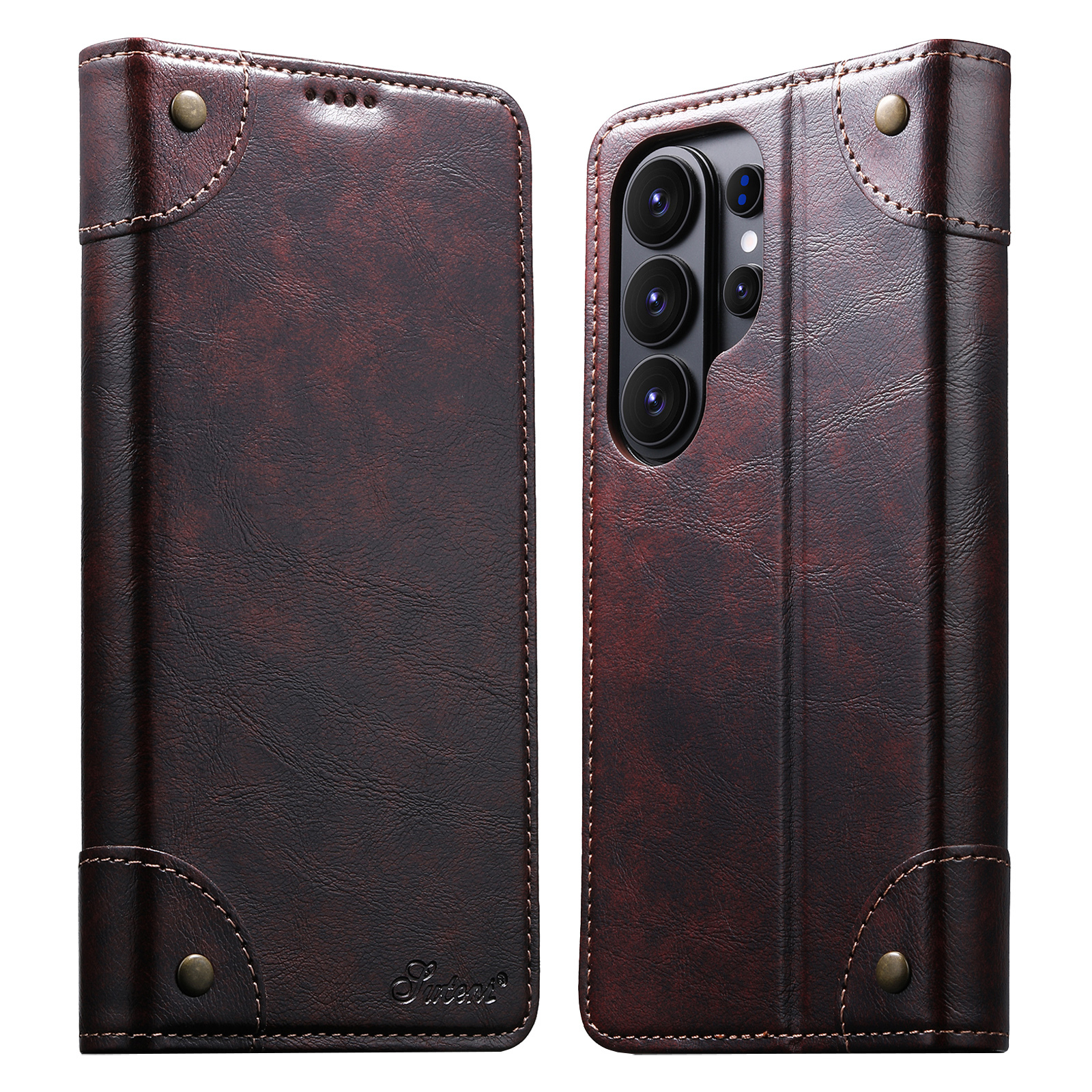 SUTENI BLK Phone Case Faux Leather Card Holder Stand Wallet Magnet Flip Cover For Samsung Galaxy S26 Ultra S25 Plus S24 S23 S22 Note20