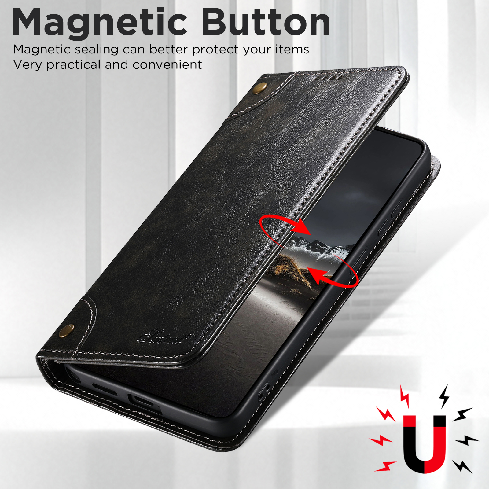 SUTENI BLK Phone Case Faux Leather Card Holder Stand Wallet Magnet Flip Cover For Samsung Galaxy S26 Ultra S25 Plus S24 S23 S22 Note20