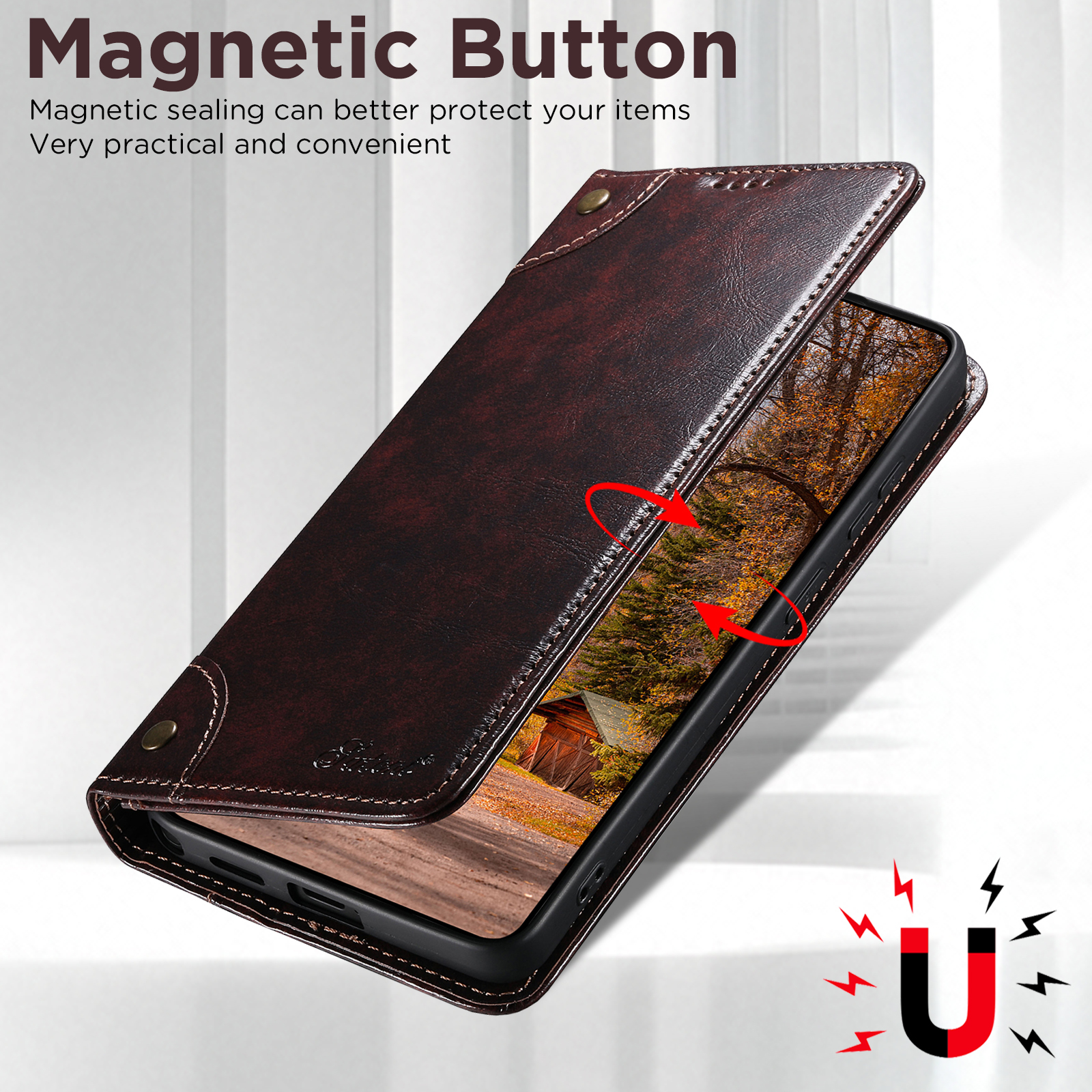 SUTENI BLK Phone Case Faux Leather Card Holder Stand Wallet Magnet Flip Cover For Samsung Galaxy S26 Ultra S25 Plus S24 S23 S22 Note20